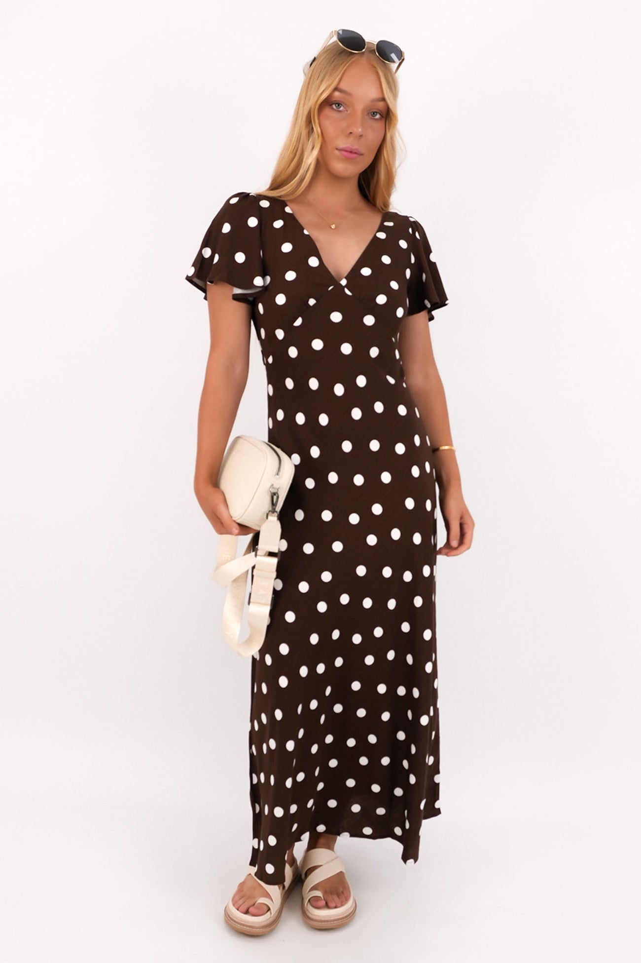 chinese dress ladies Indi Maxi Dress Chocolate Polka Dot