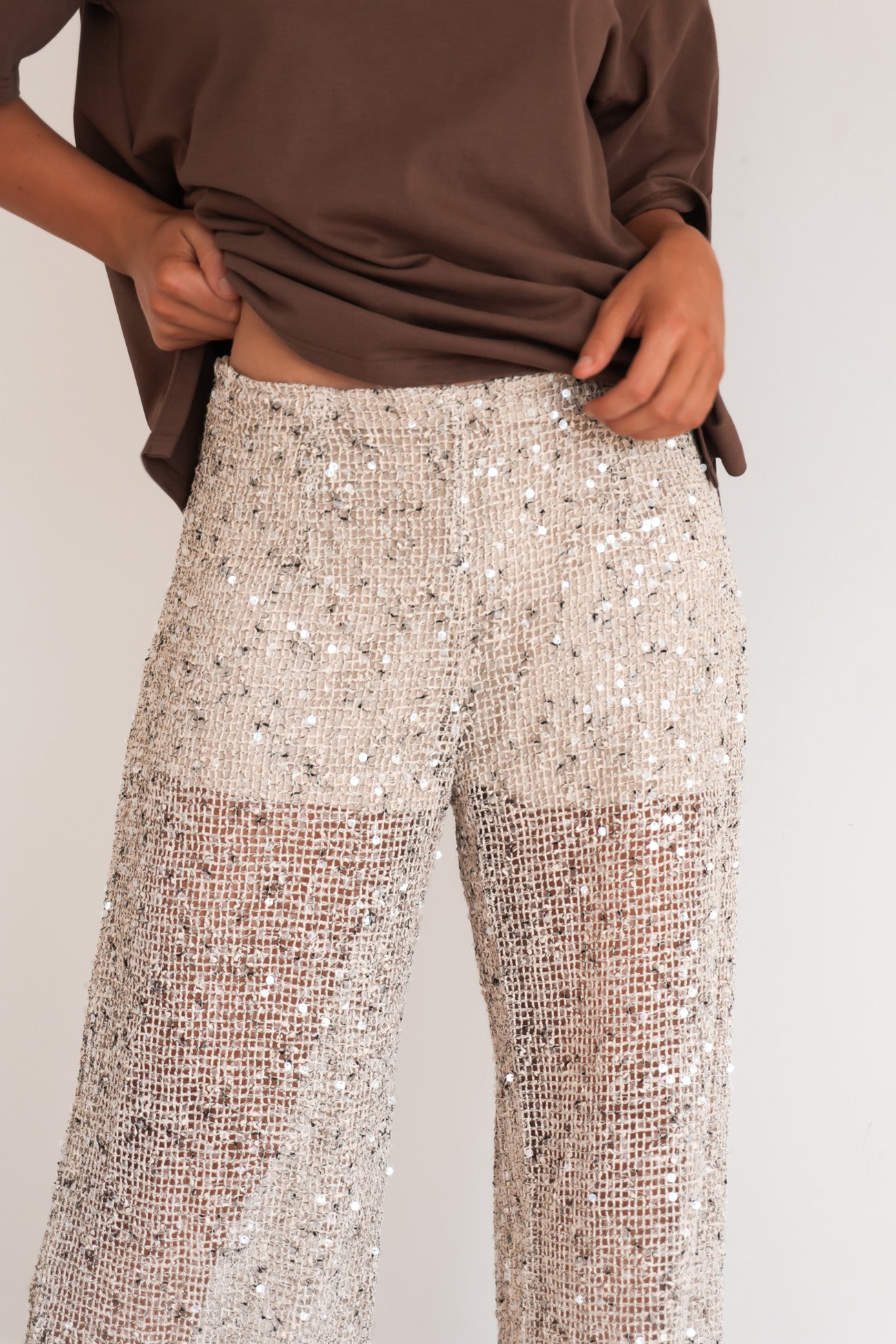 Jacinda Sequin Pant Beige