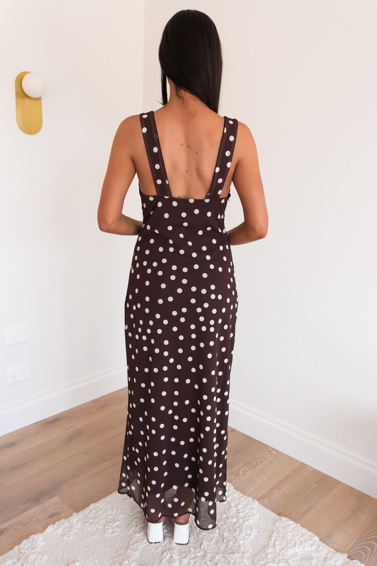 Jackson Maxi Dress Chocolate Polka Dot