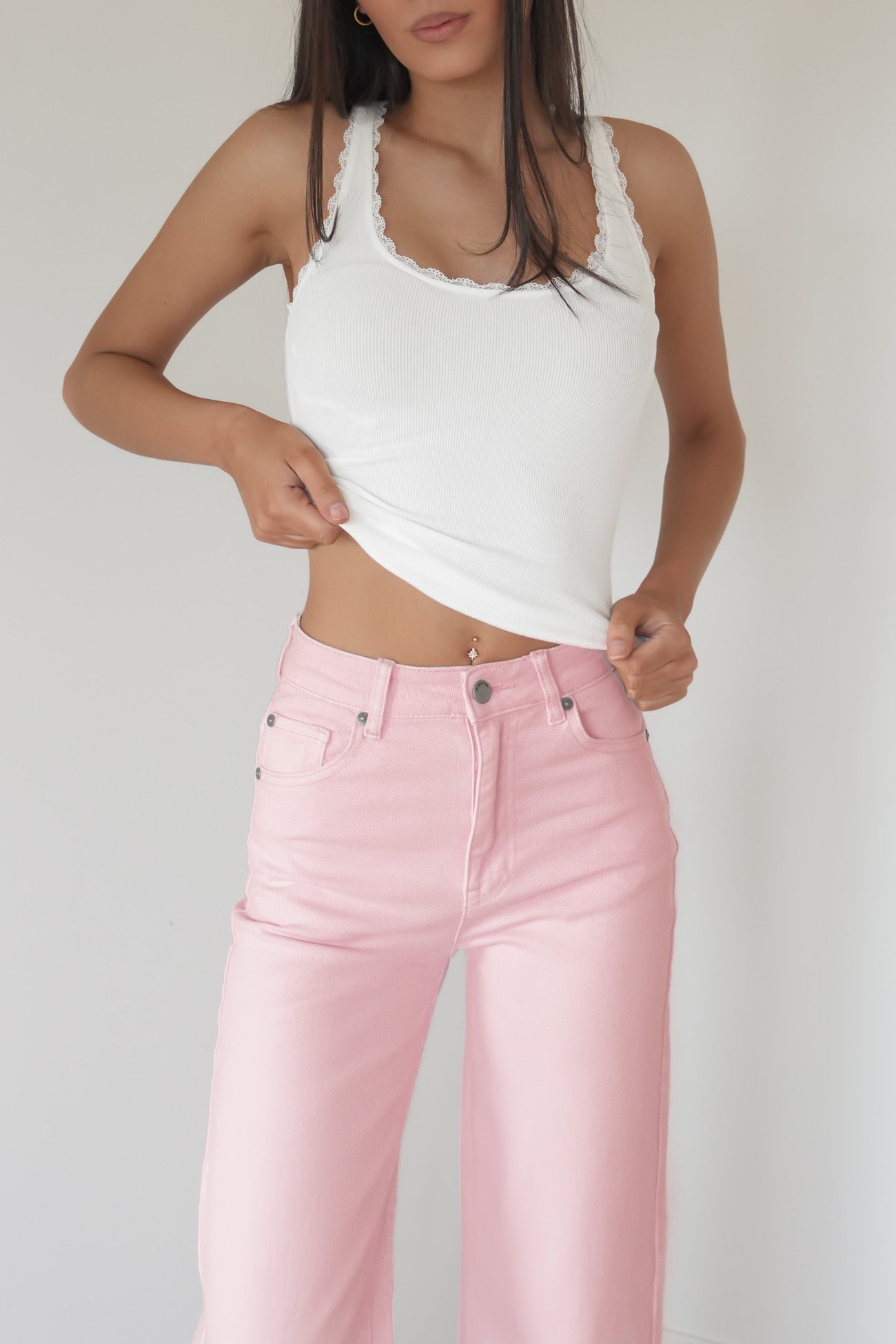 Jacqui Wide Leg Jean Pink