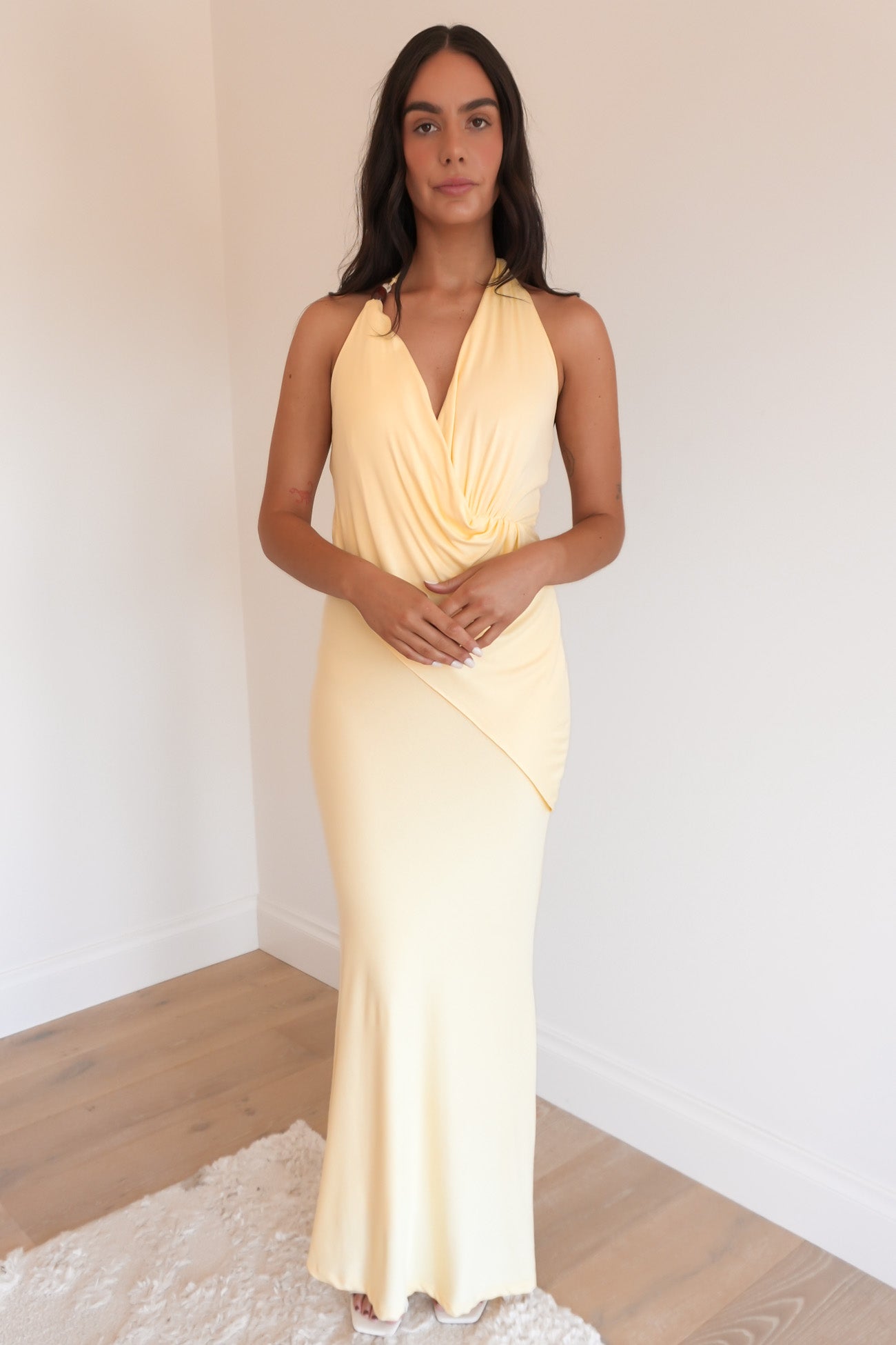 Jane Halter Maxi Dress Lemon