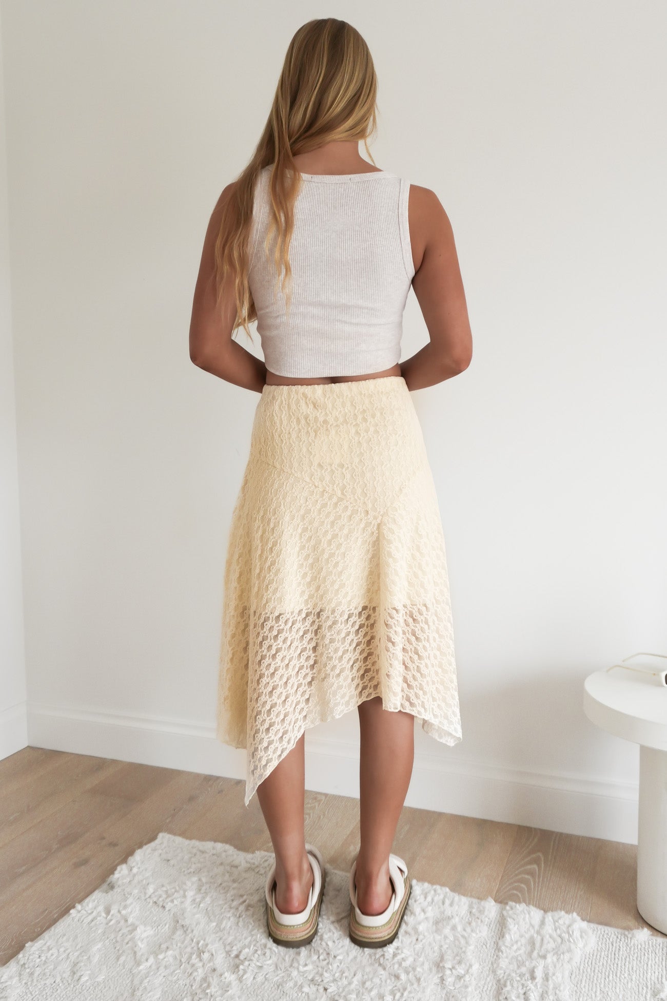 Jayde Lace Midi Skirt Cream