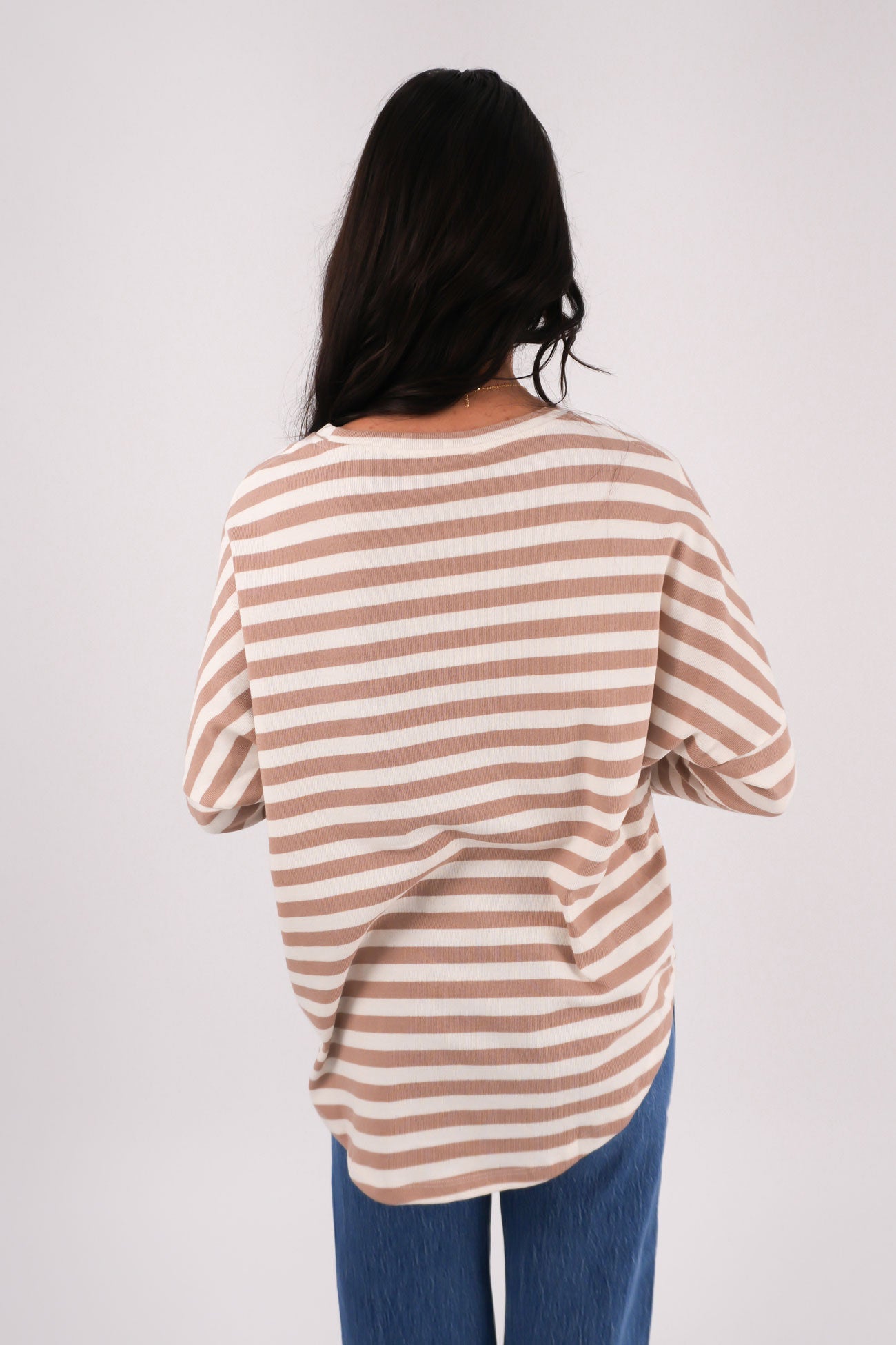 Jaylen Long Sleeve Tee Camel Stripe
