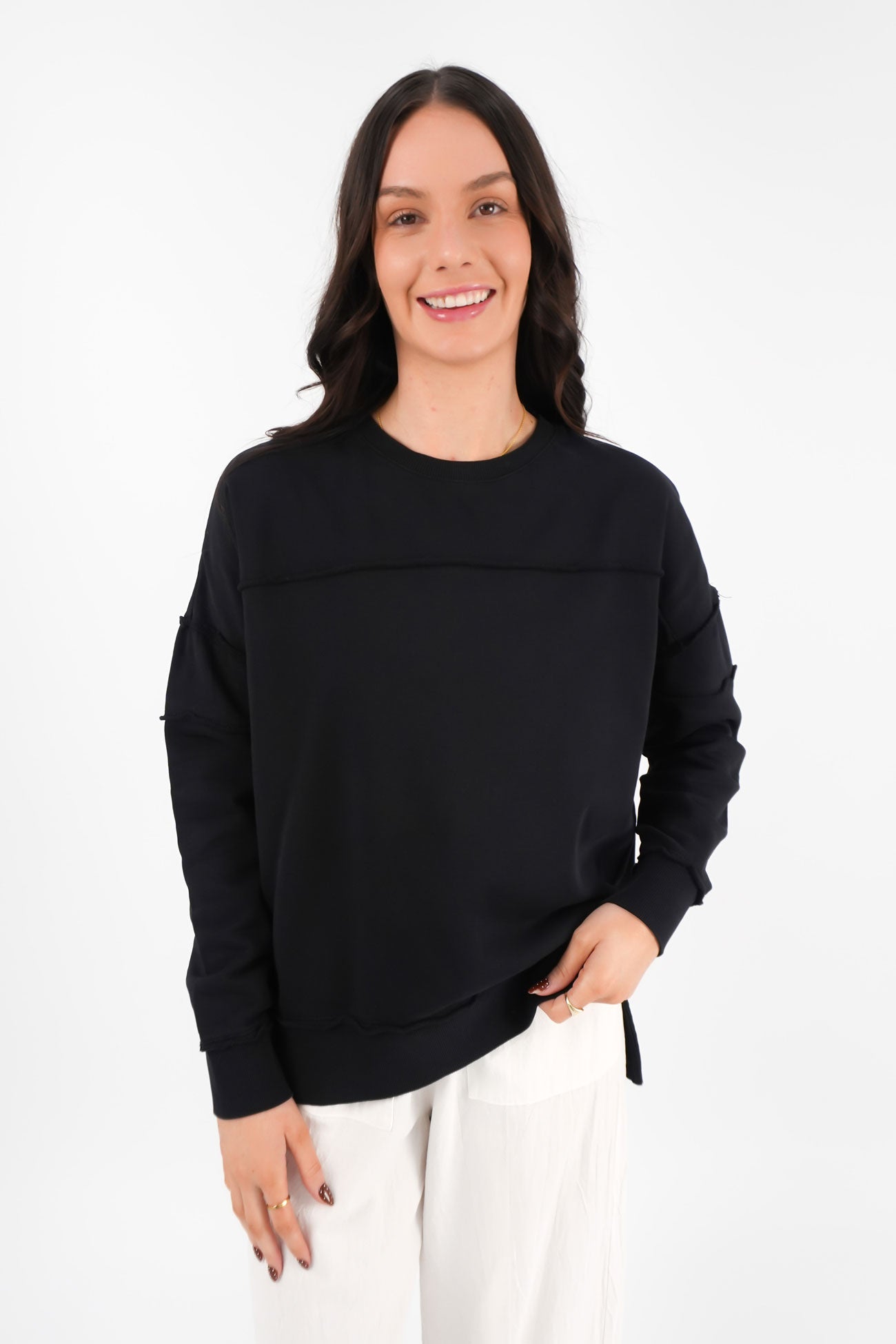 Jayne Throw On Fleece Black