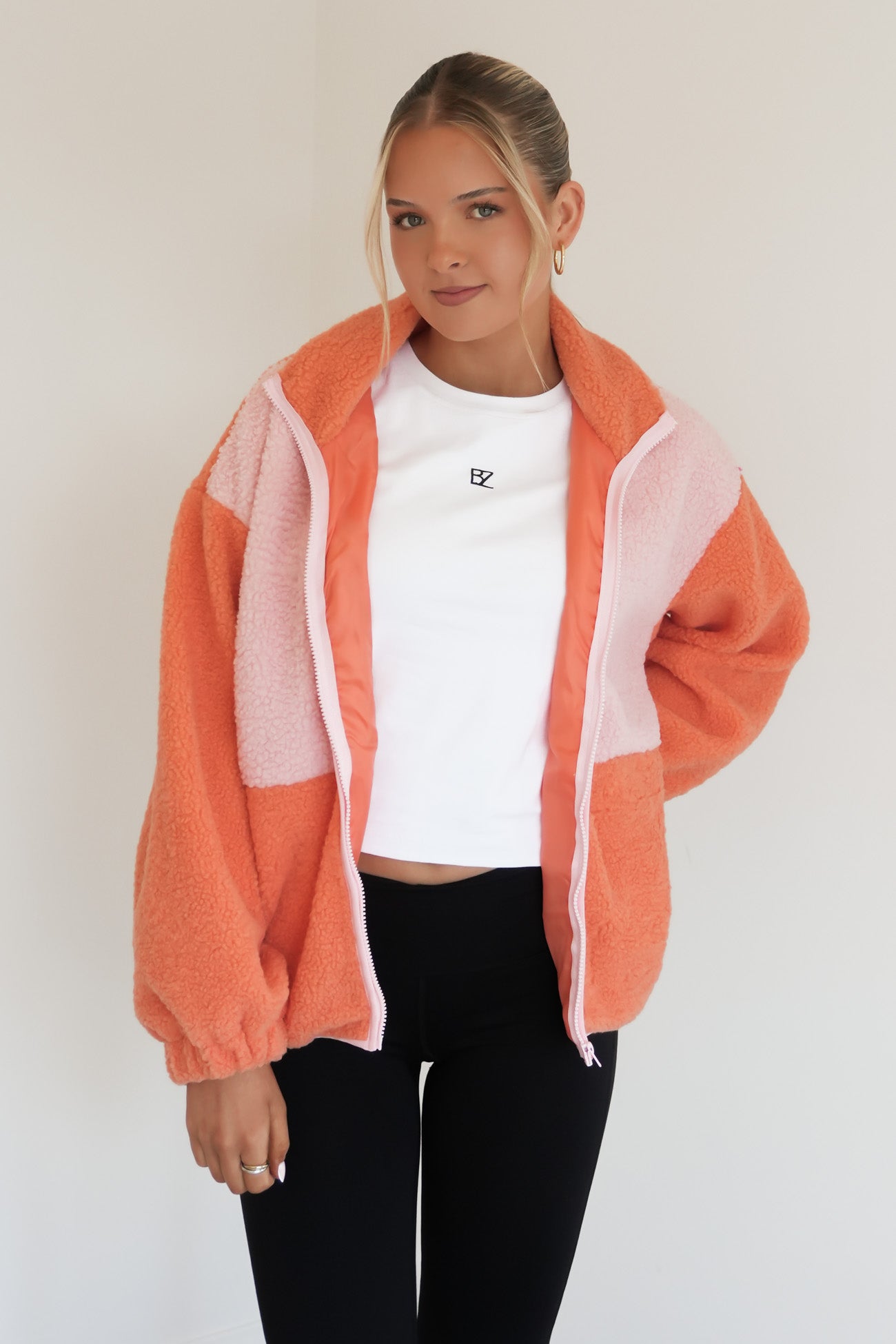 Jayne Fleece Jacket Pink Orange