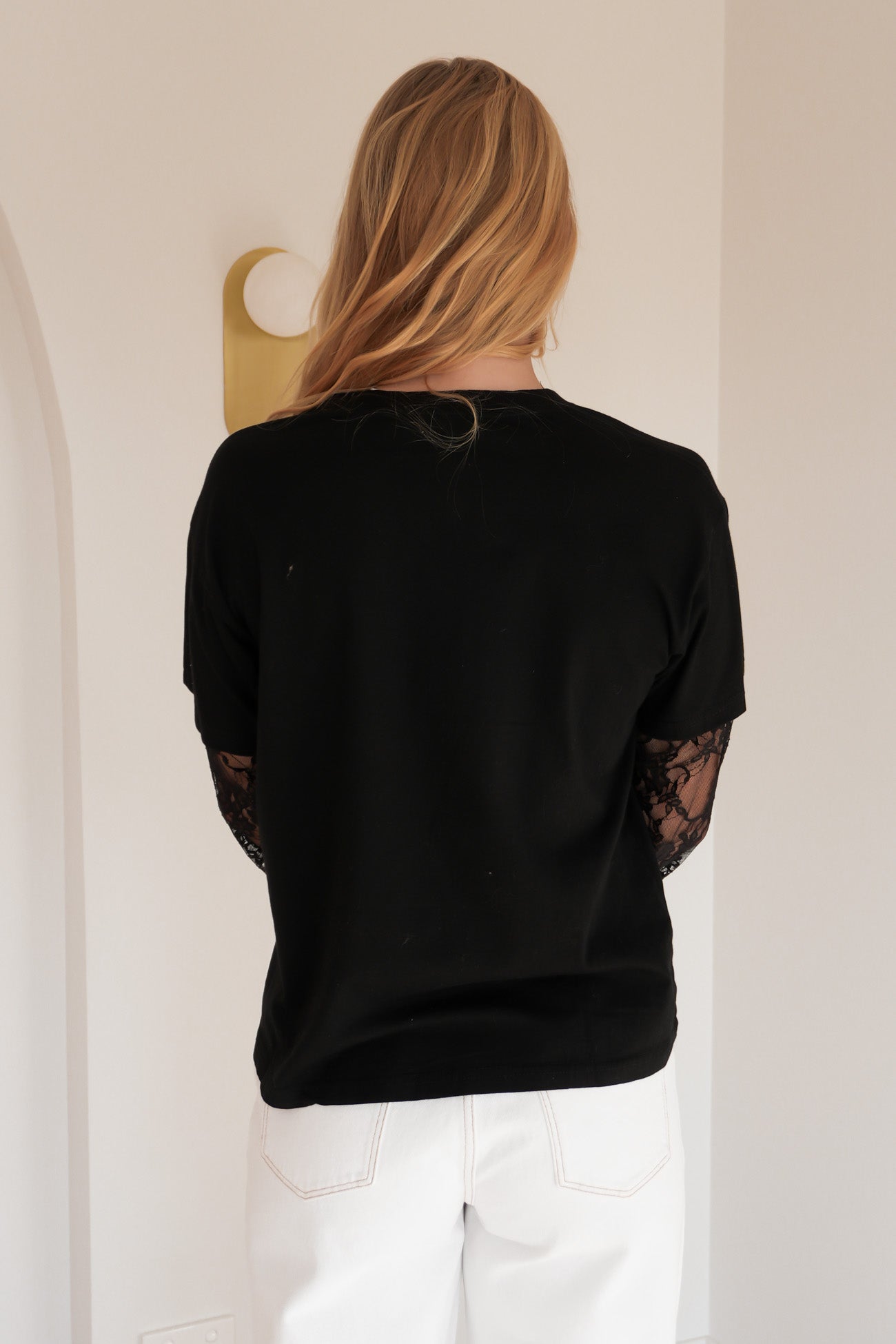 Jazmin Lace Long Sleeve Tee Black