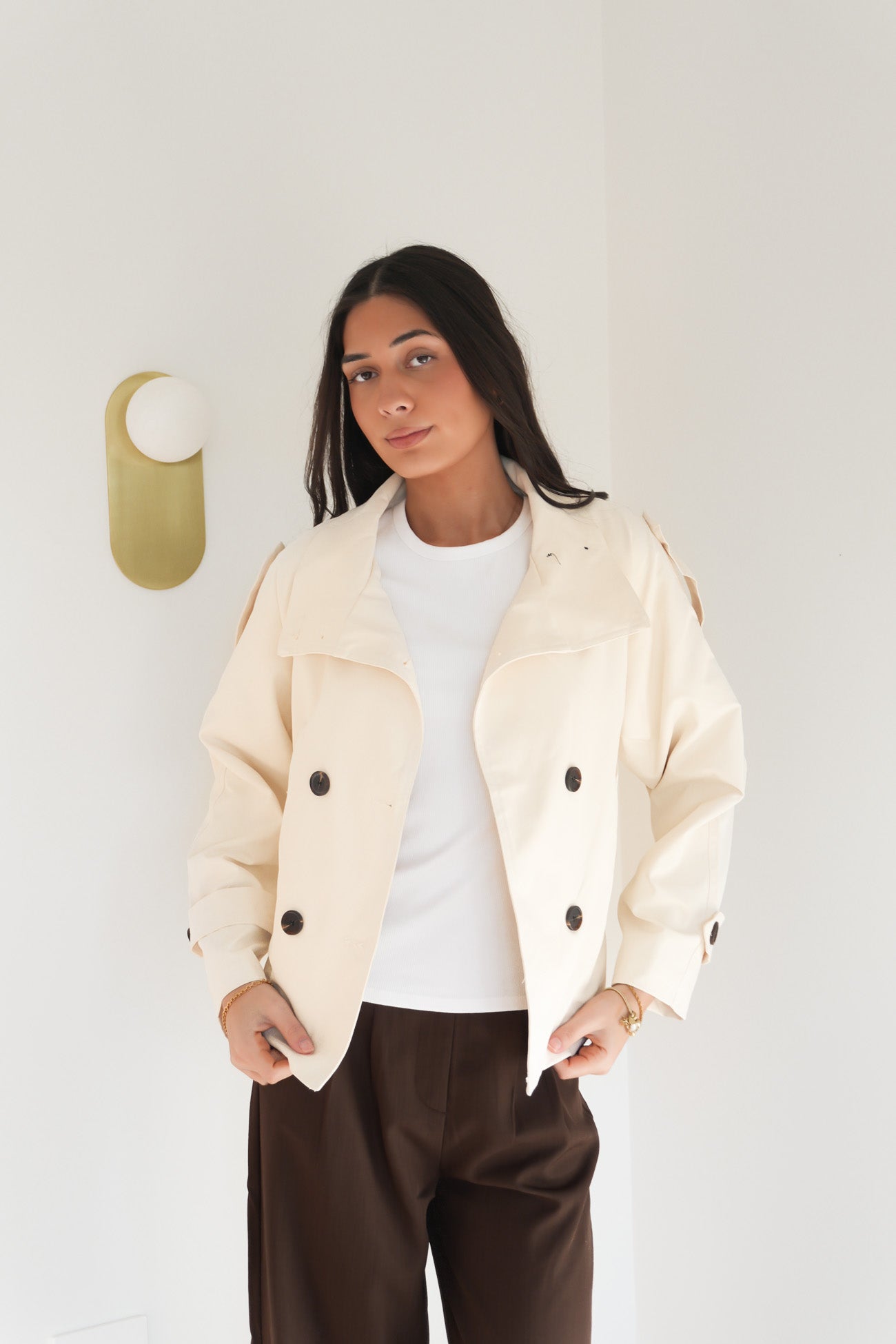 Jessica Crop Trench Beige