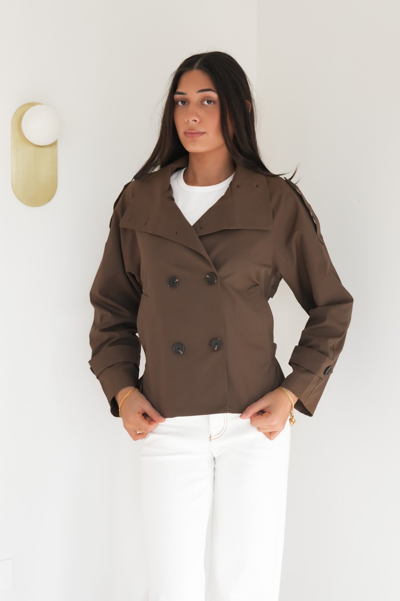 Jessica Crop Trench Chocolate