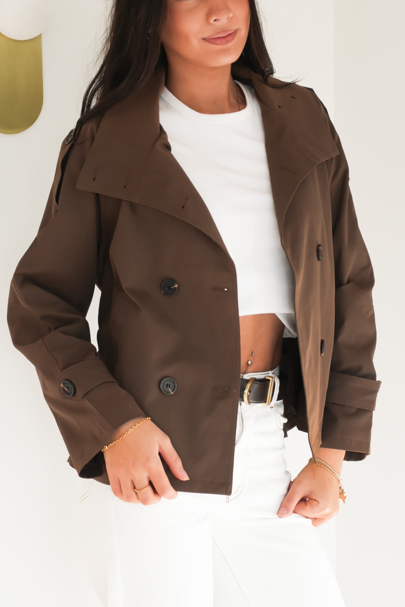 Jessica Crop Trench Chocolate