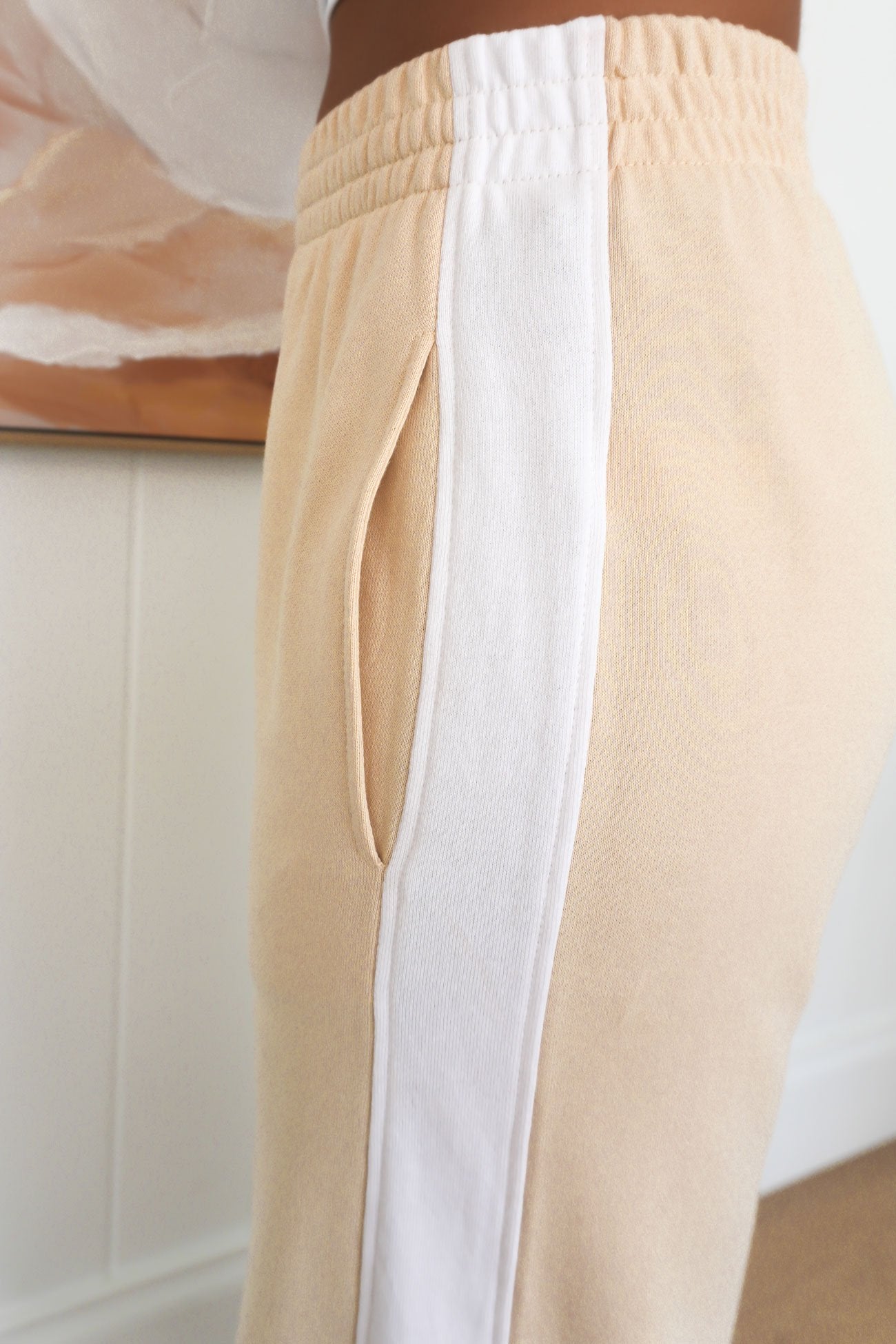 Journey Stripe Track Pant Beige