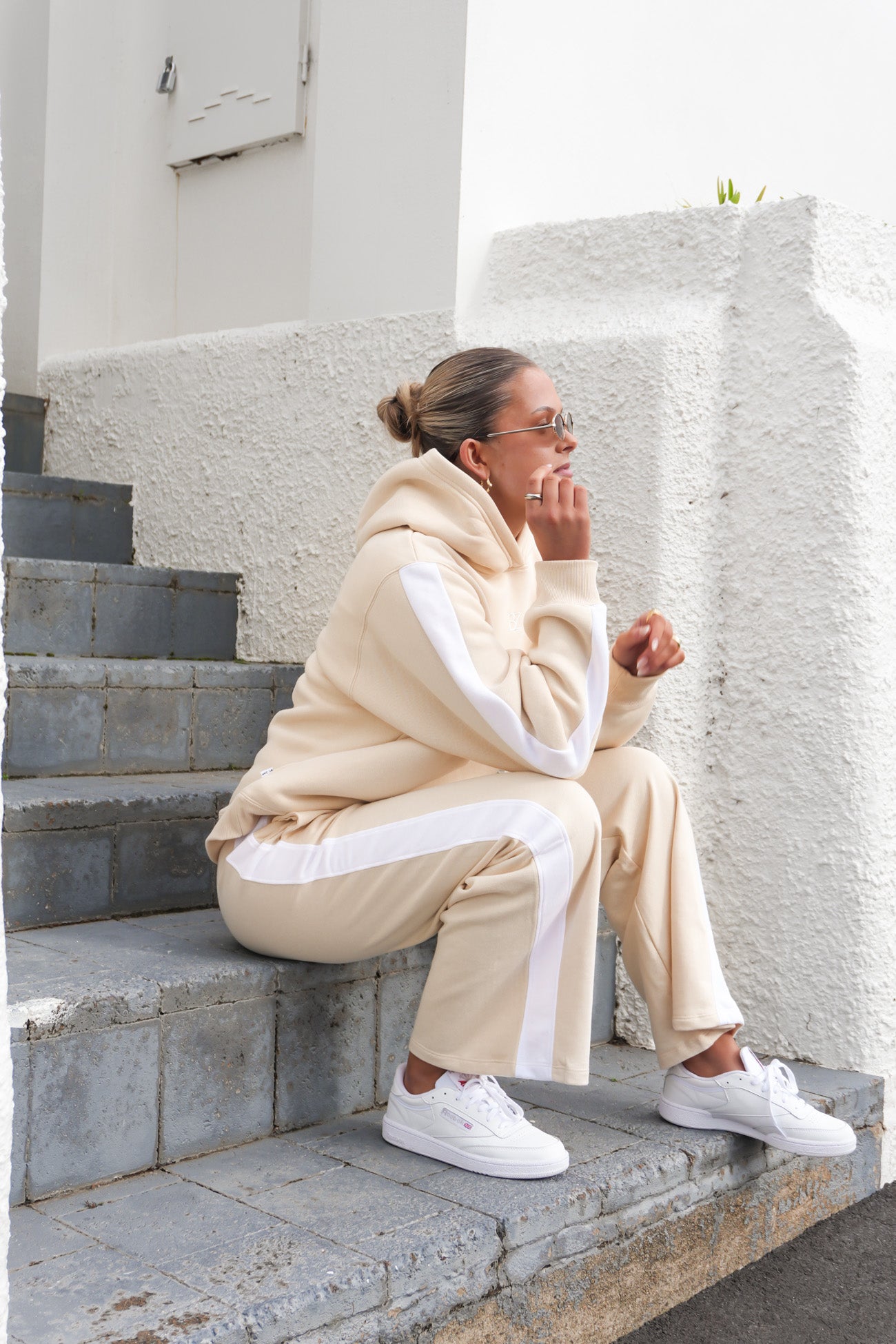 Journey Stripe Track Pant Beige