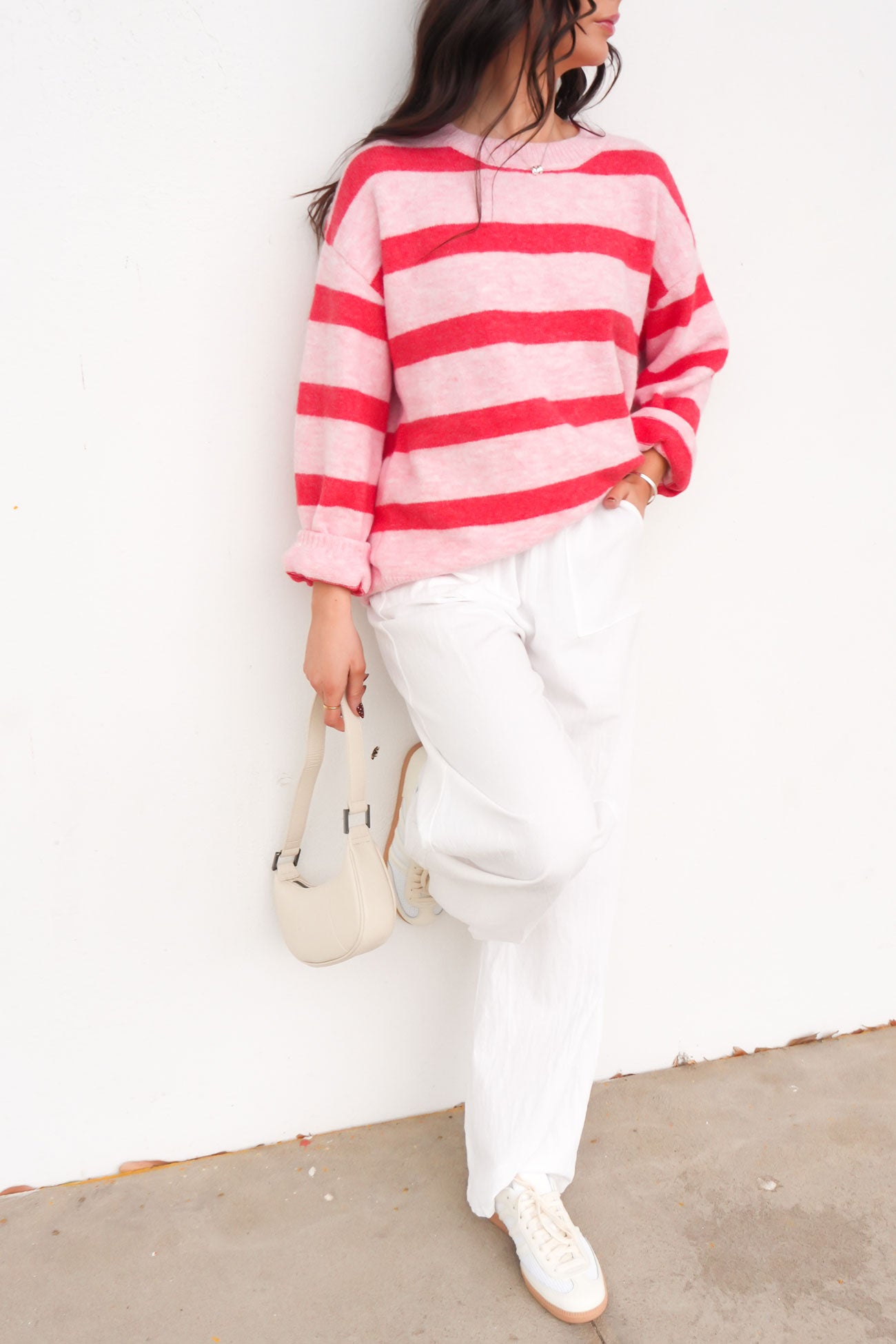 June Knit Jumper Pink Stripe