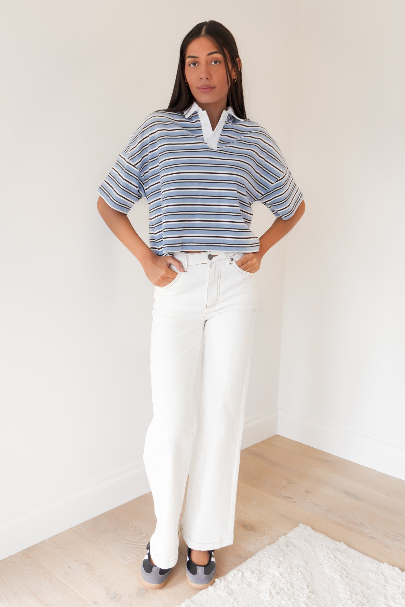 Junie Stripe Rugby Tee Blue
