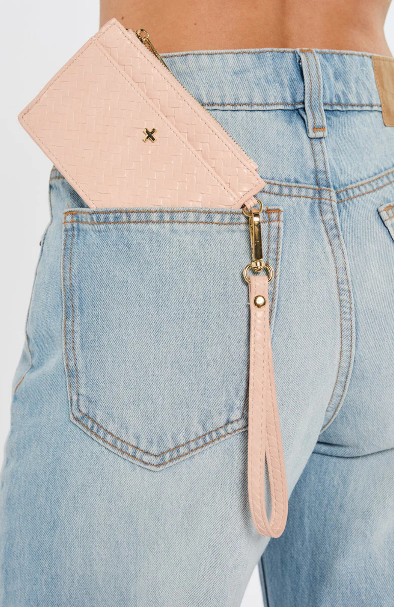 Keira Zip Card Wallet Pink Weave Gold