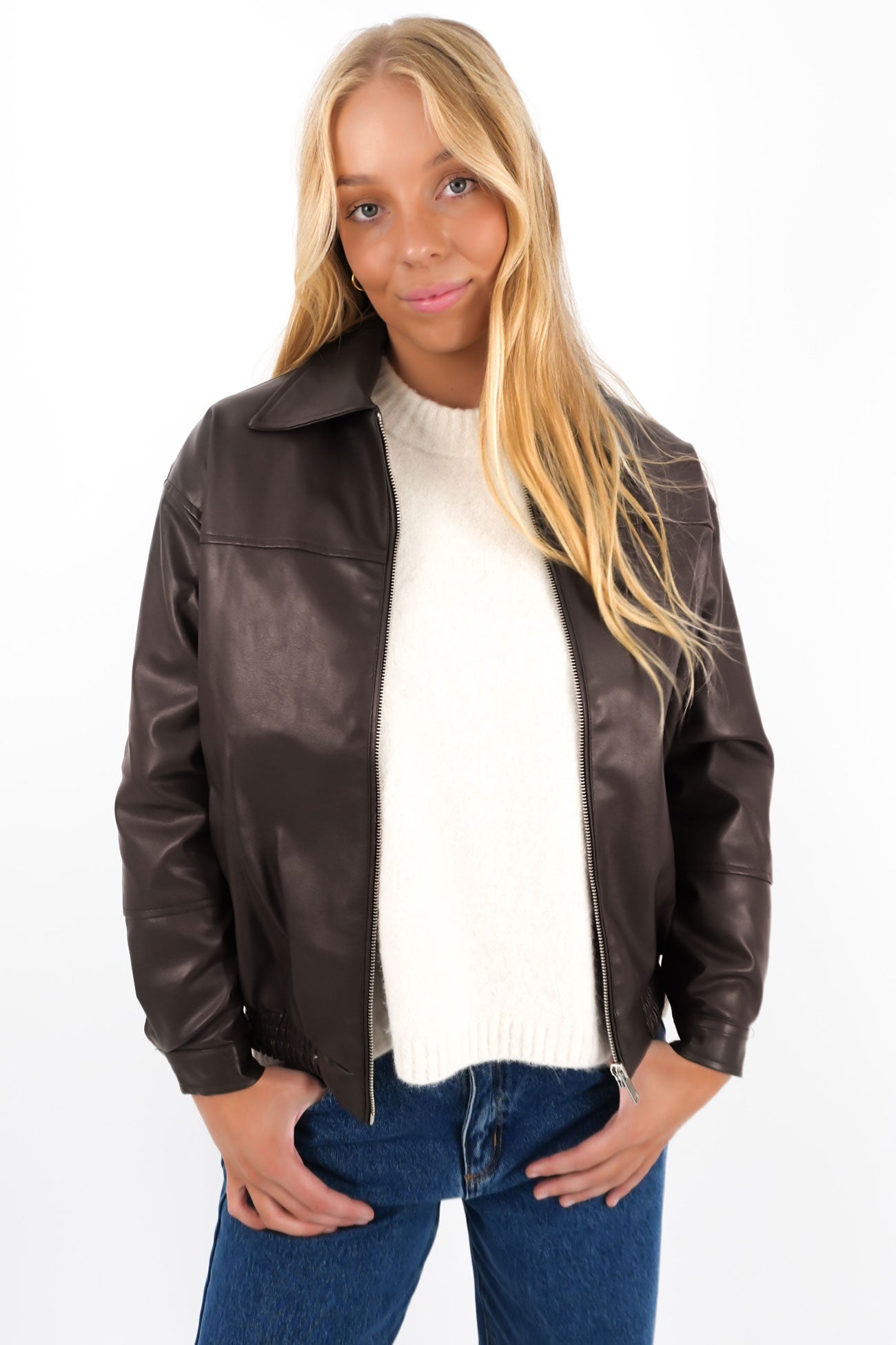 Kace Pleather Jacket Brown
