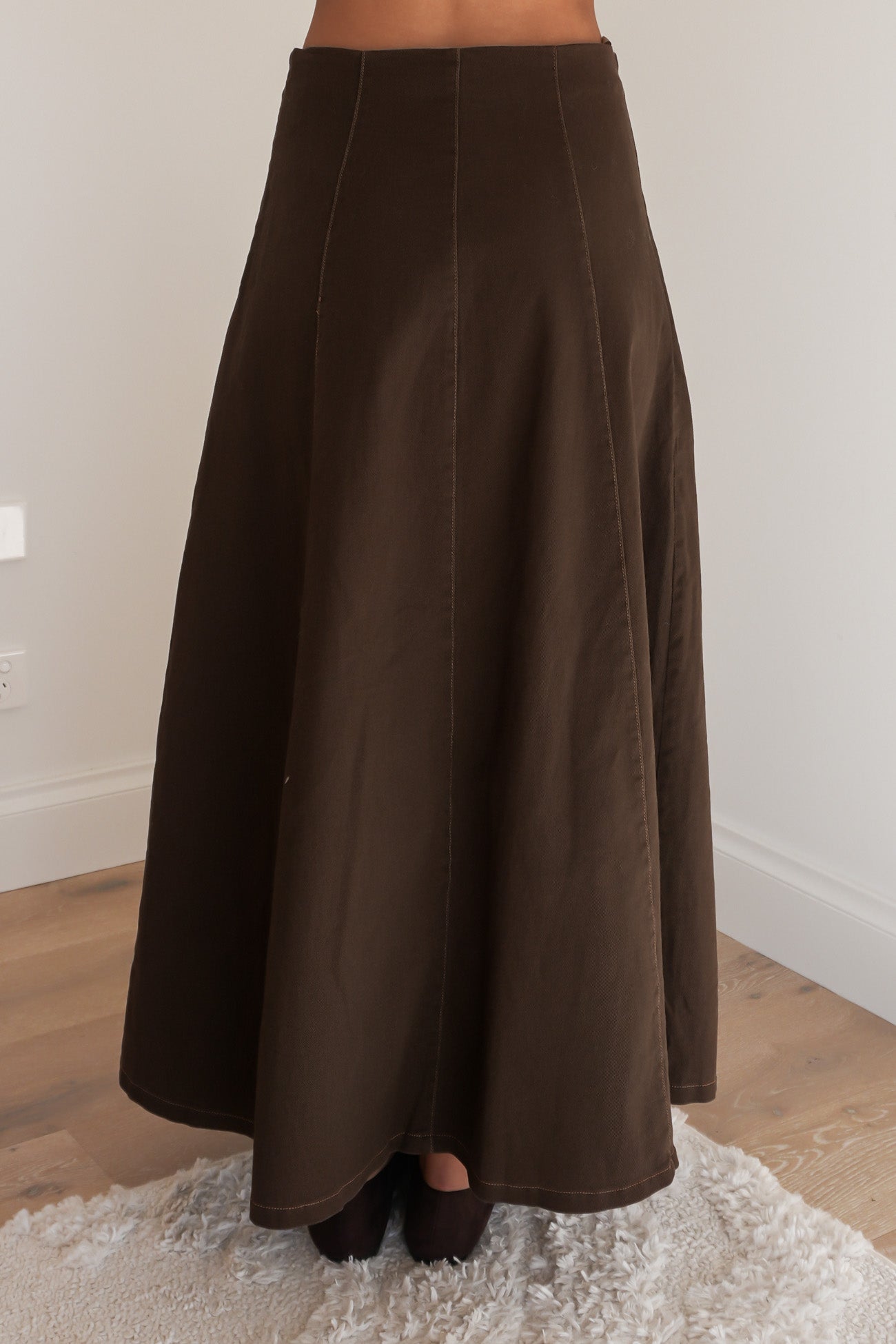 Kacey Denim Maxi Skirt Chocolate