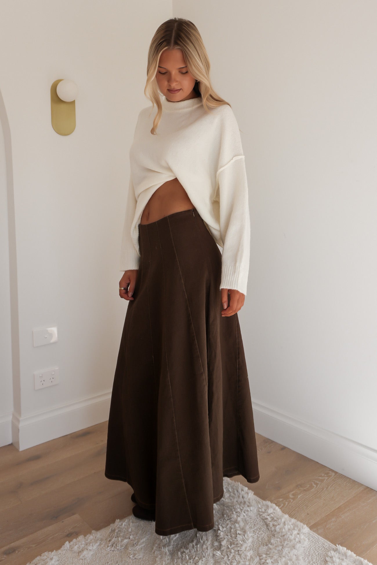 Kacey Denim Maxi Skirt Chocolate