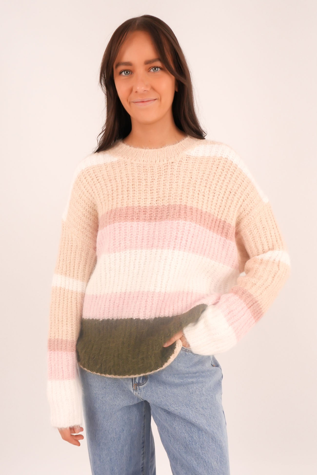 Kai Knit Sweater Khaki Stripe