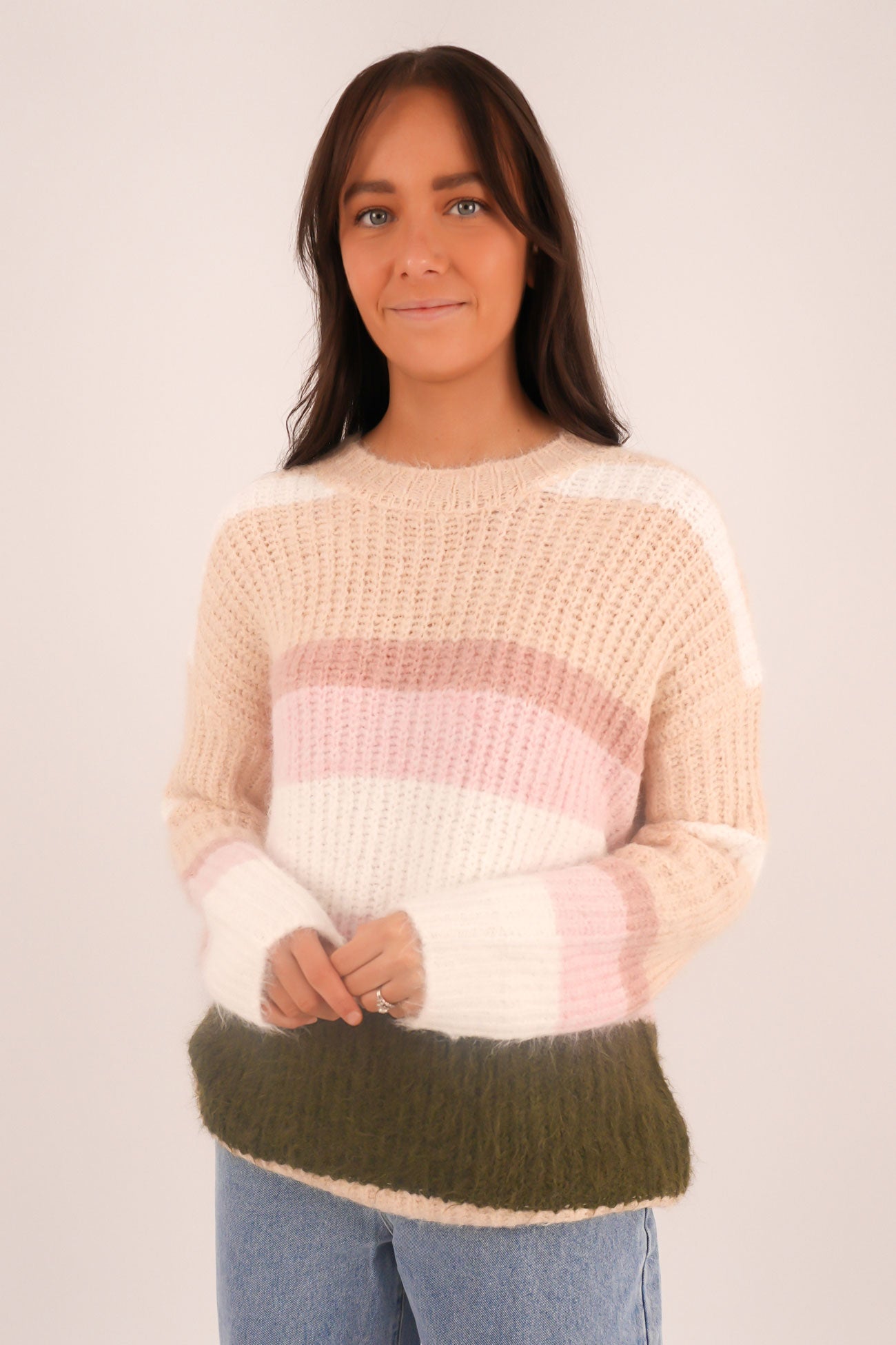 Kai Knit Sweater Khaki Stripe