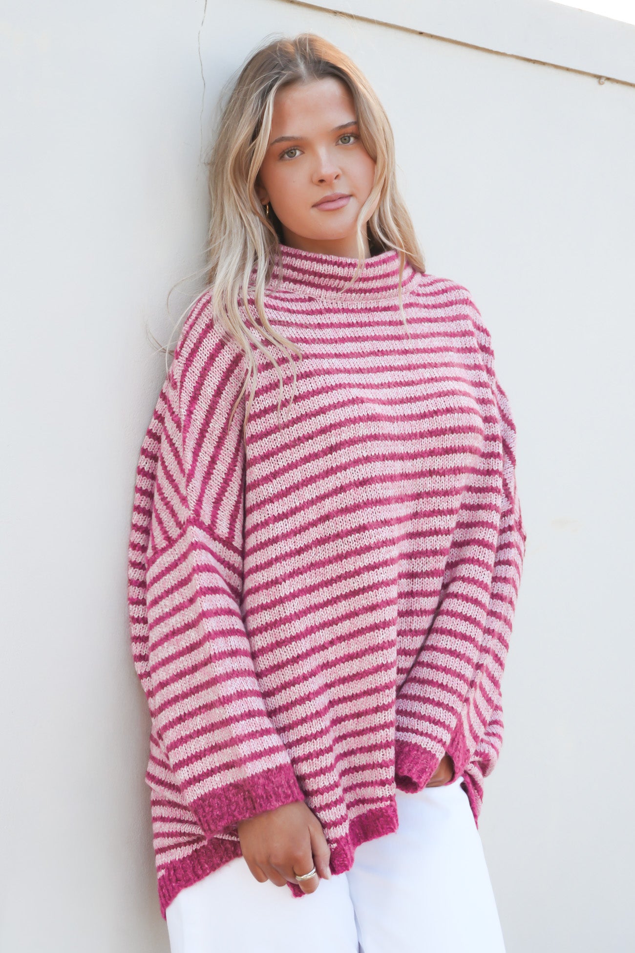 Kailee Knit Jumper Berry Stripe