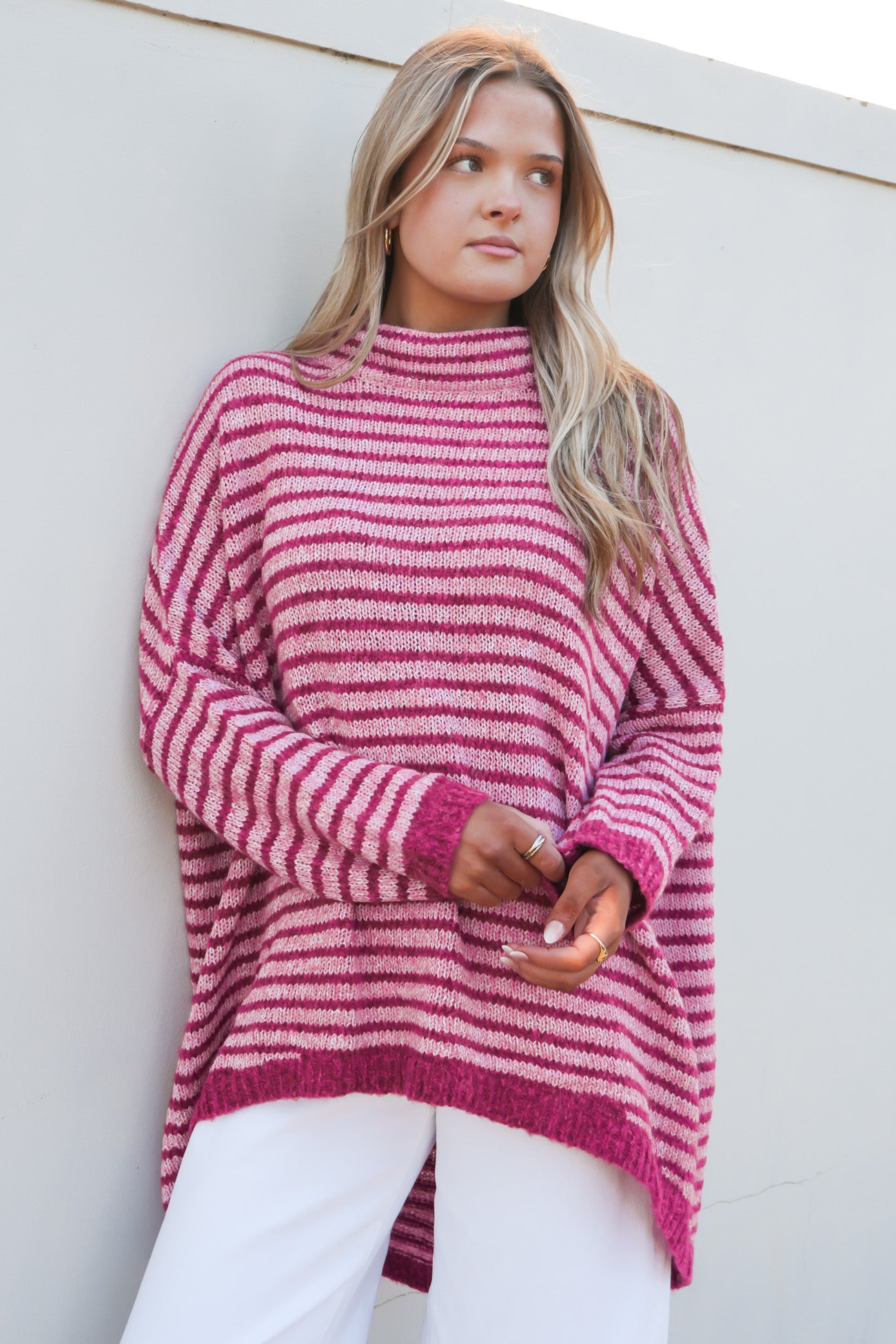 Kailee Knit Jumper Berry Stripe