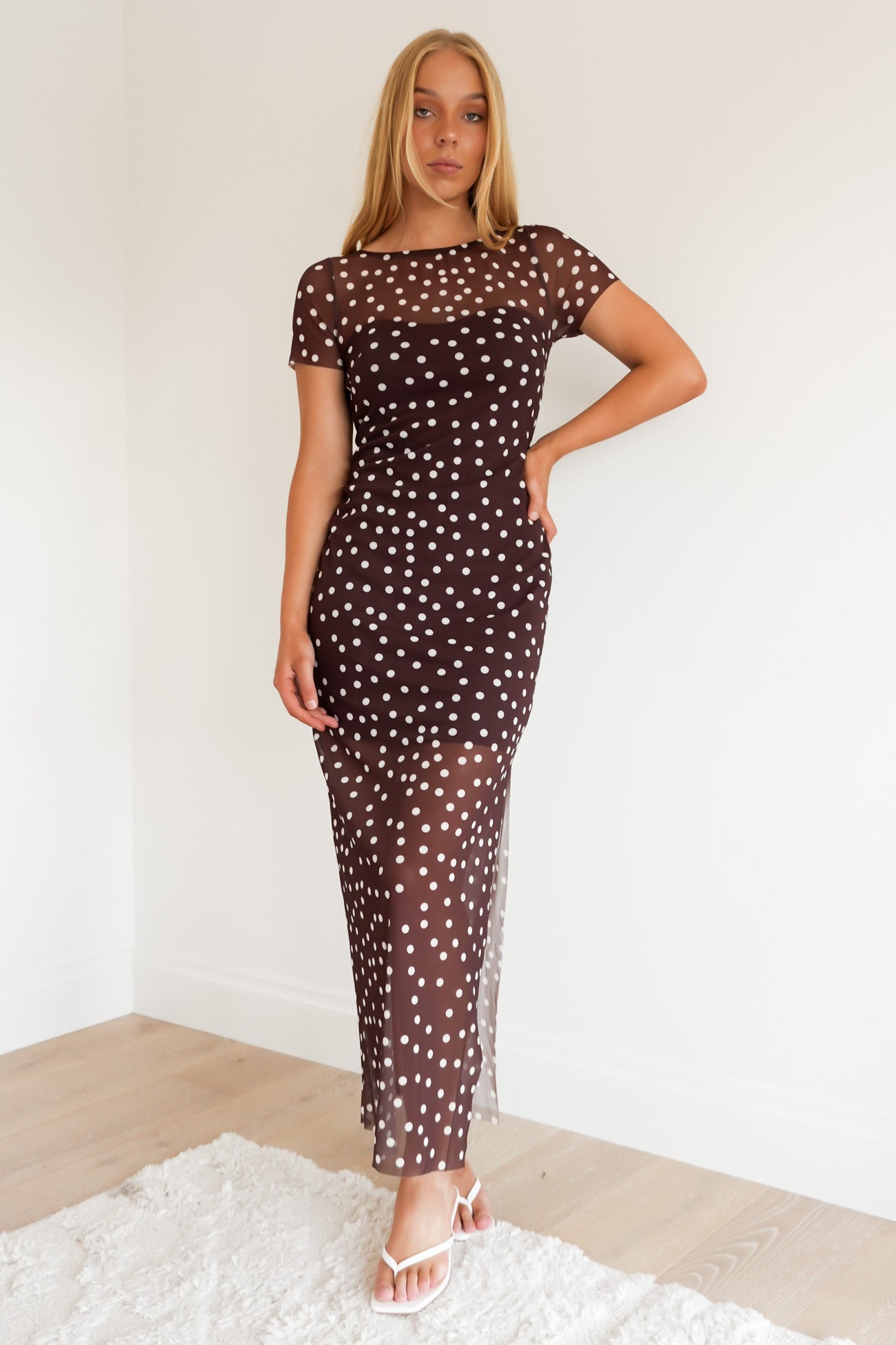 Kalari Maxi Dress Chocolate Polka Dot