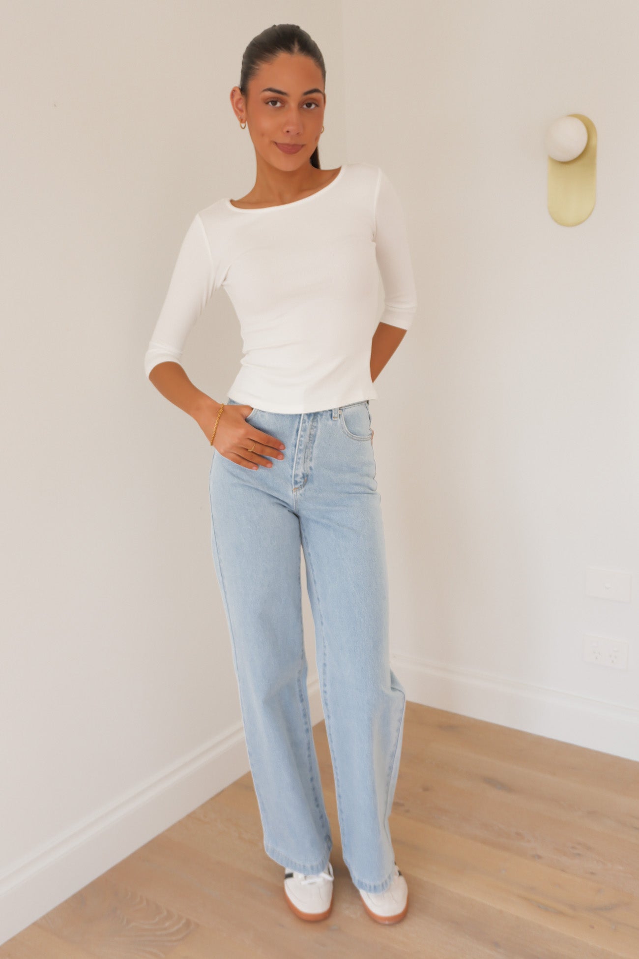 Karlee 3/4 Sleeve Top White