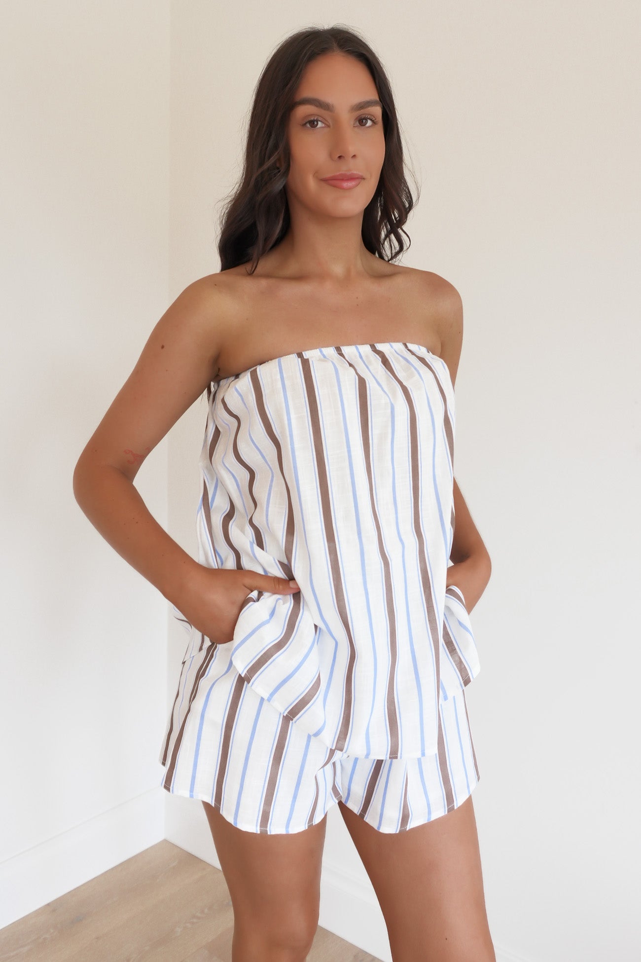 Karlie Set Chocolate Blue Stripe