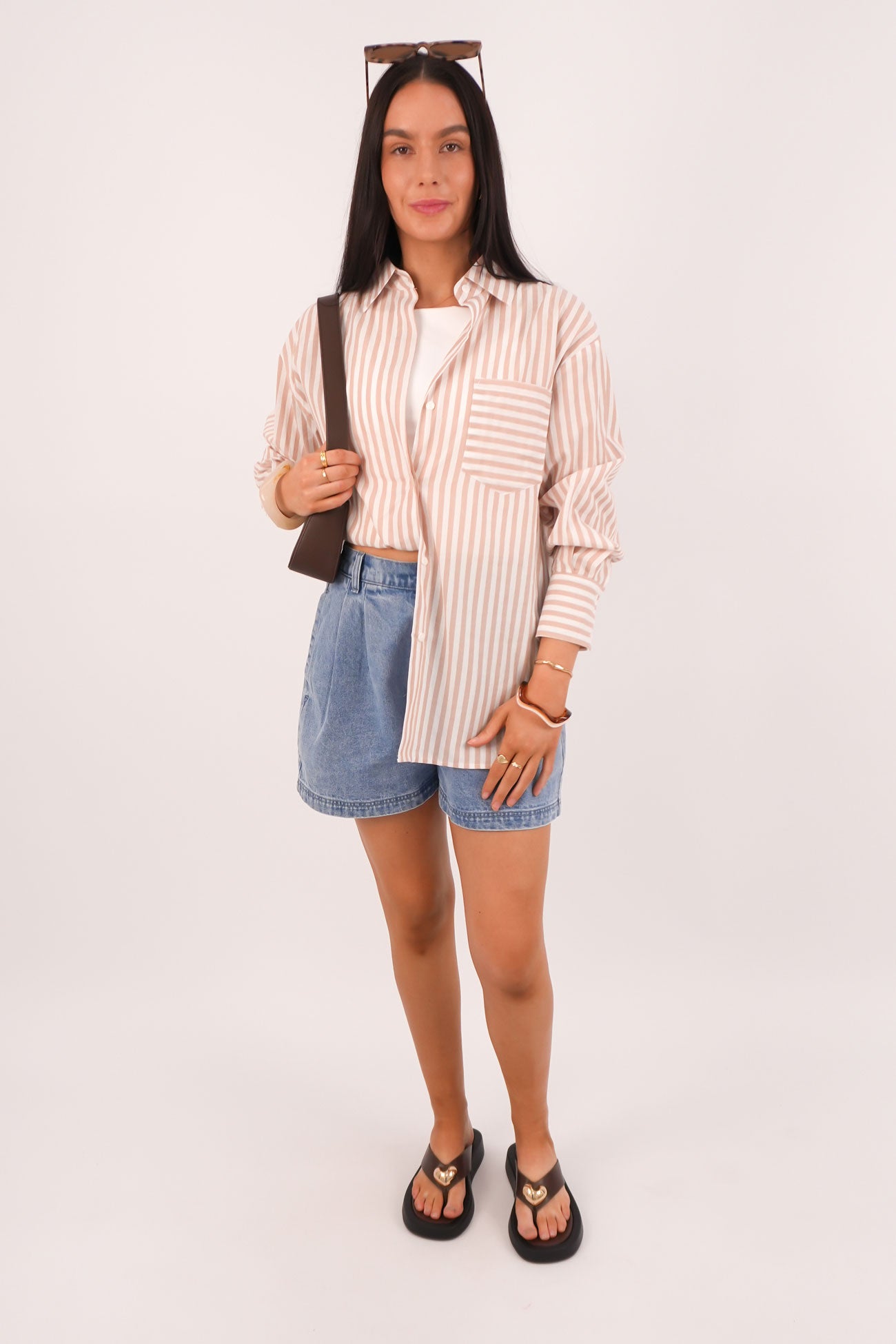 Kayla Shirt Latte Stripe