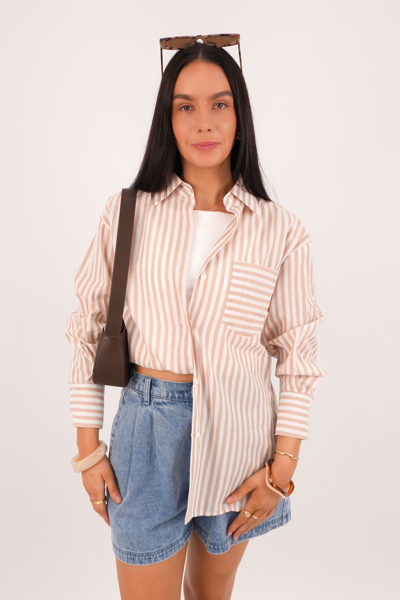 Kayla Shirt Latte Stripe