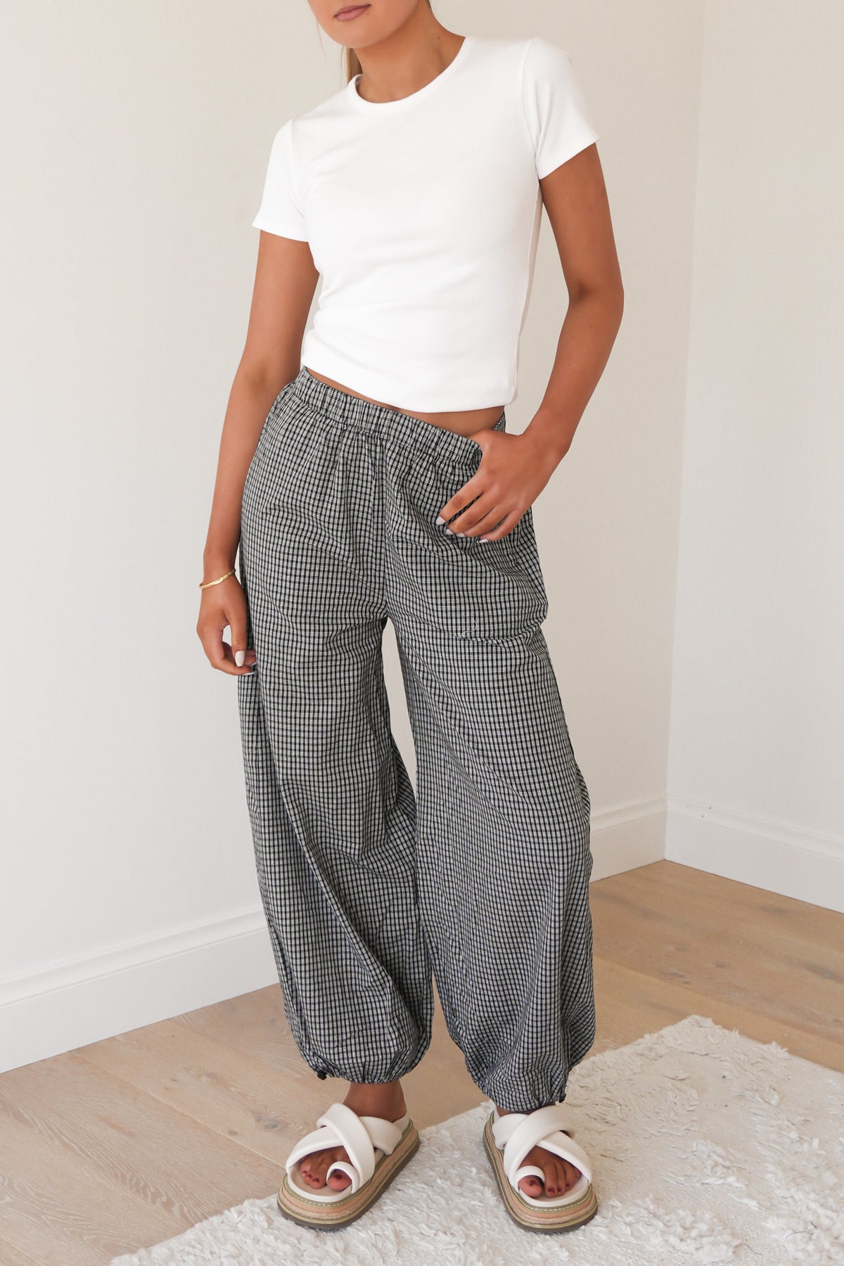 Kenna Check Pant Black