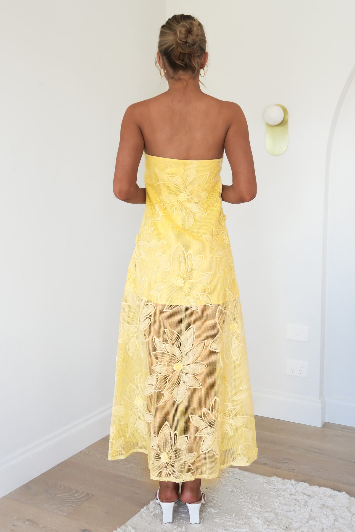Khloe Mesh Midi Dress Yellow
