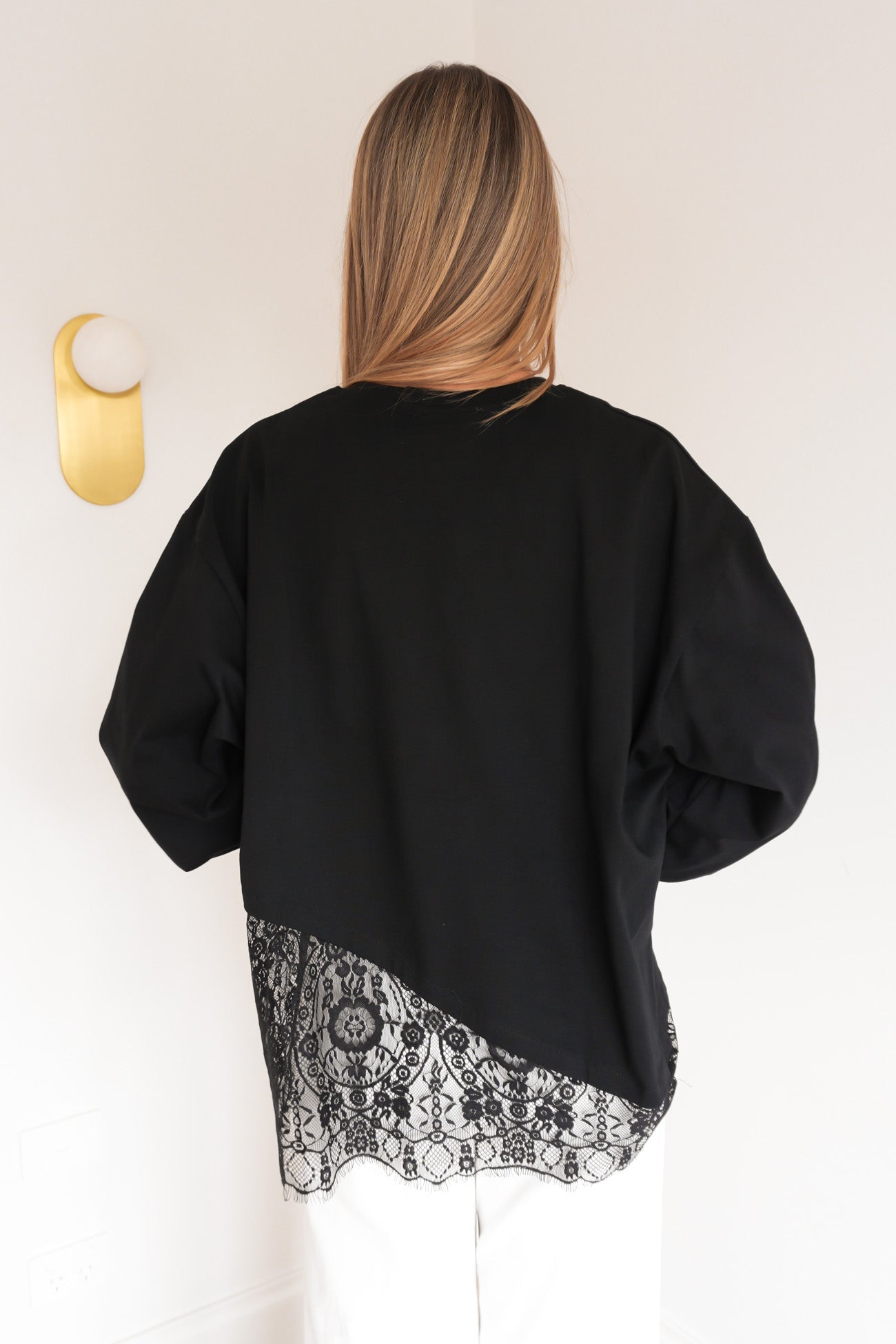 Kiari Lace Long Sleeve Tee Black