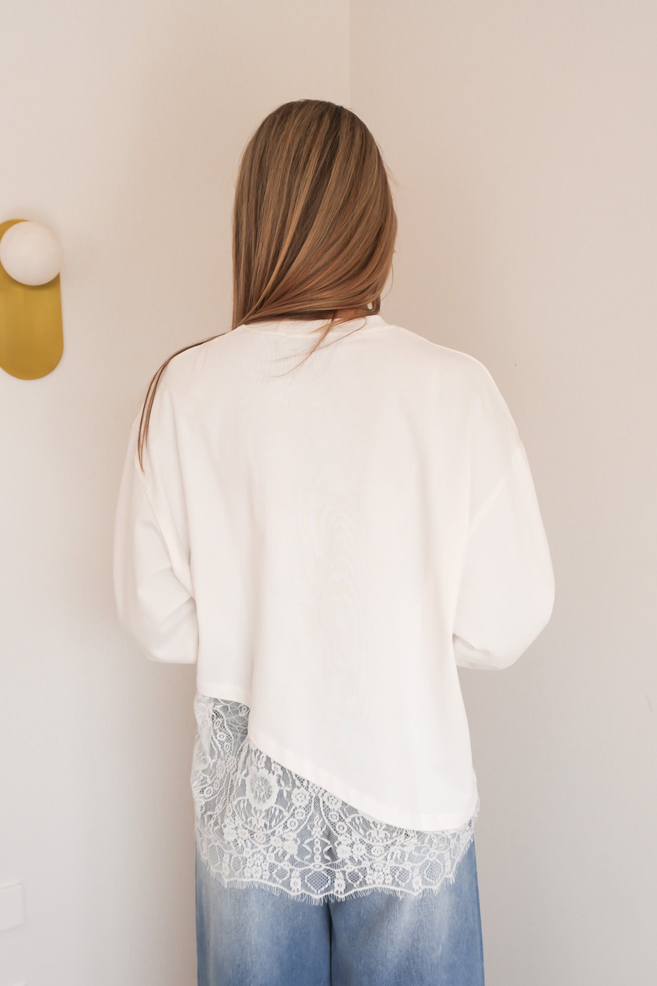 Kiari Lace Long Sleeve Tee White