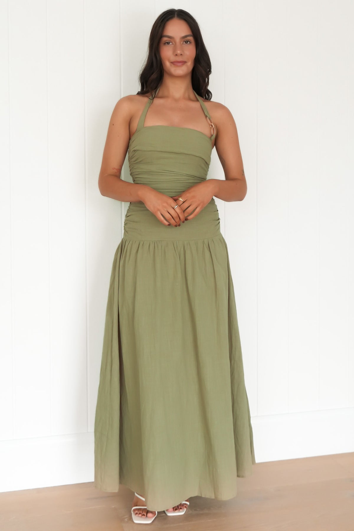 maxi dress olive green Kieryn saskia Madame Floral 3D Maxi Imported. Jacket Size & Pant Size:54 / 48W