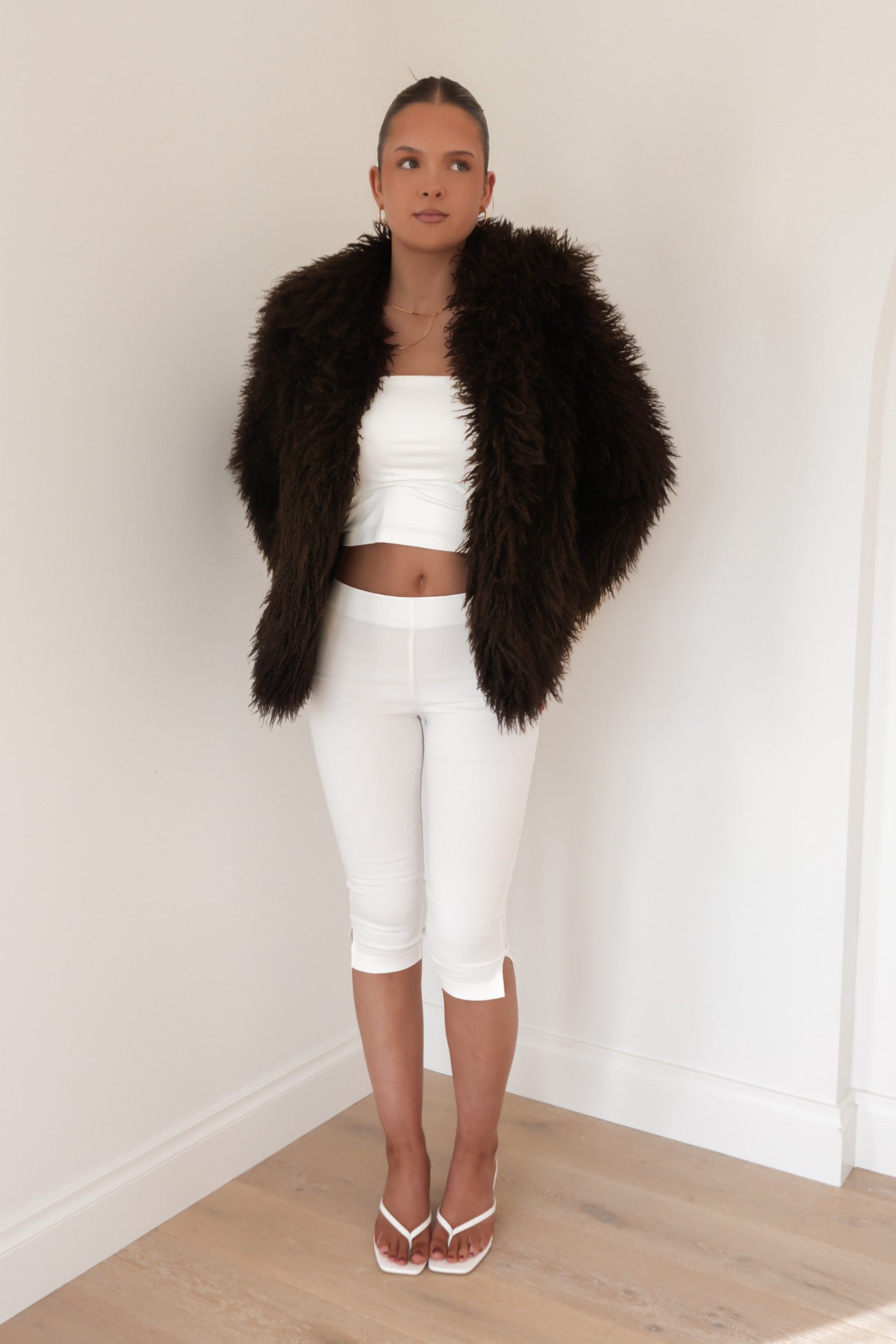 Kiki Faux Fur Coat Chocolate