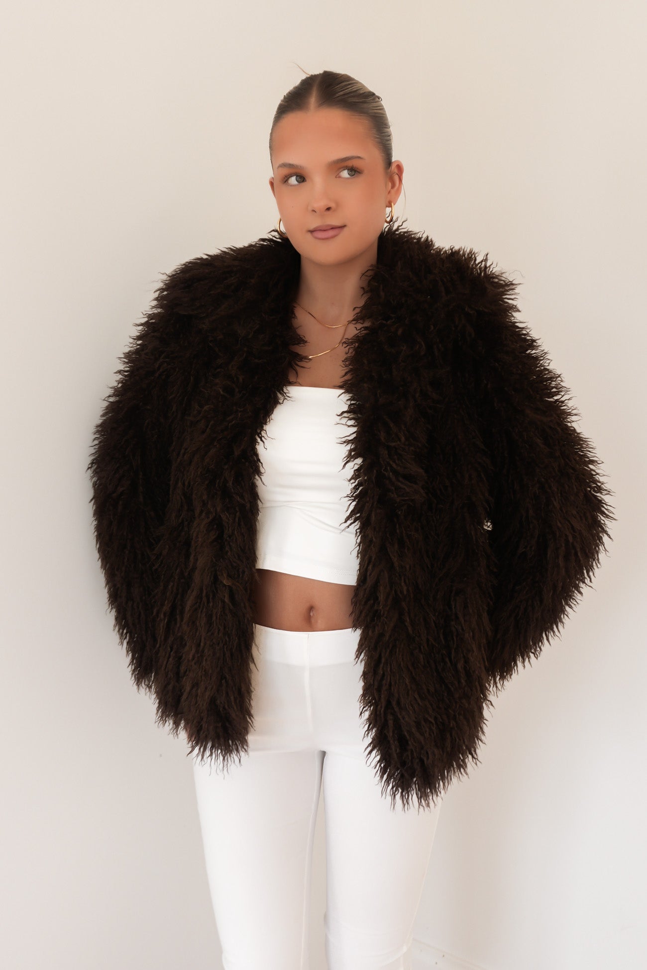 Kiki Faux Fur Coat Chocolate
