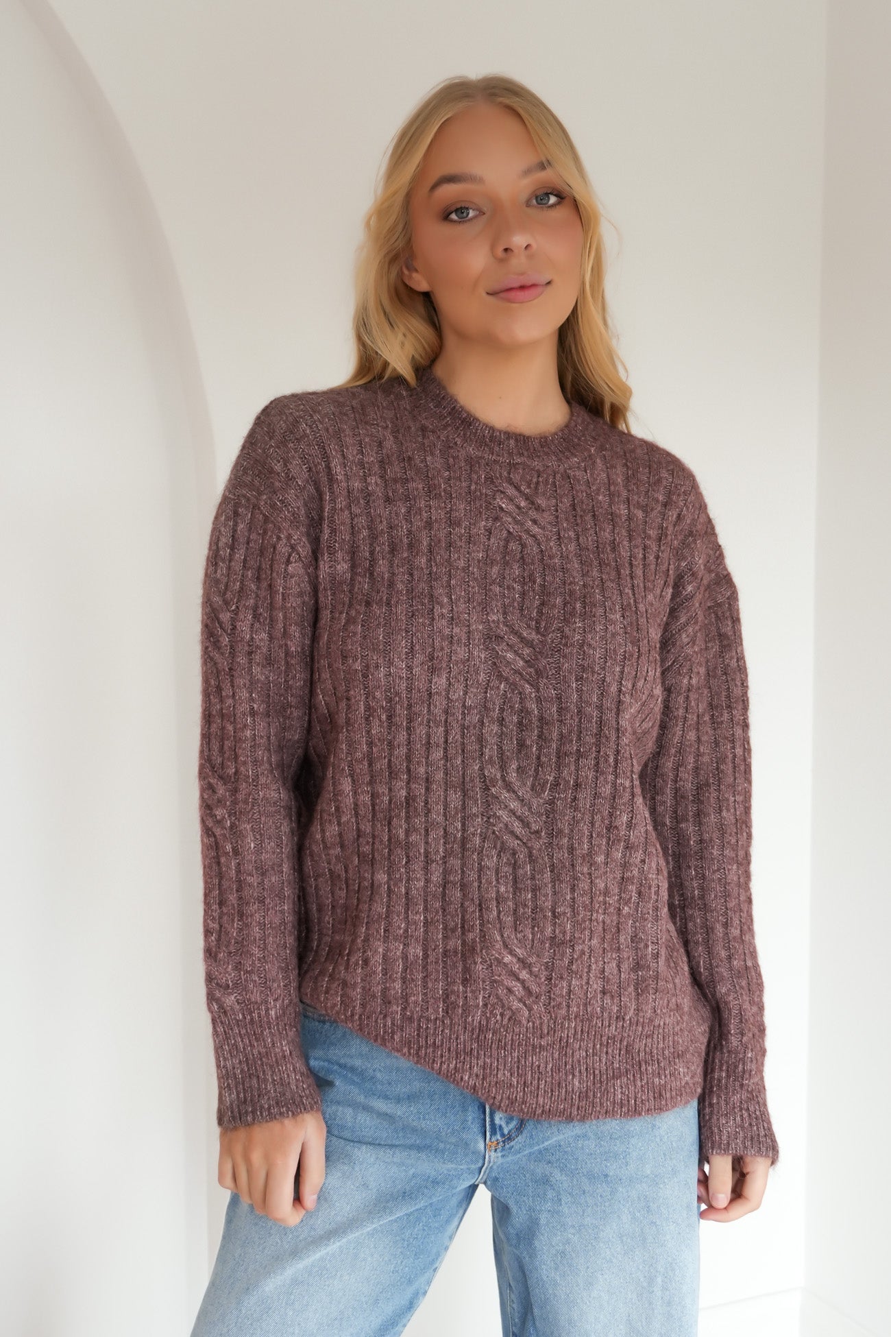 Kira Cable Jumper Dusty Rose