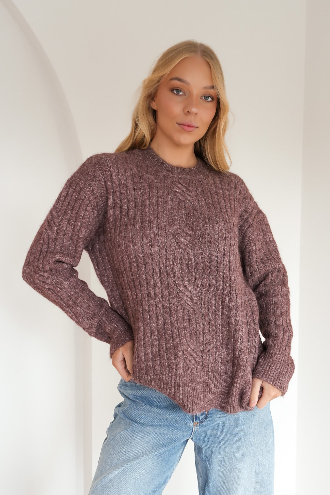 Kira Cable Jumper Dusty Rose