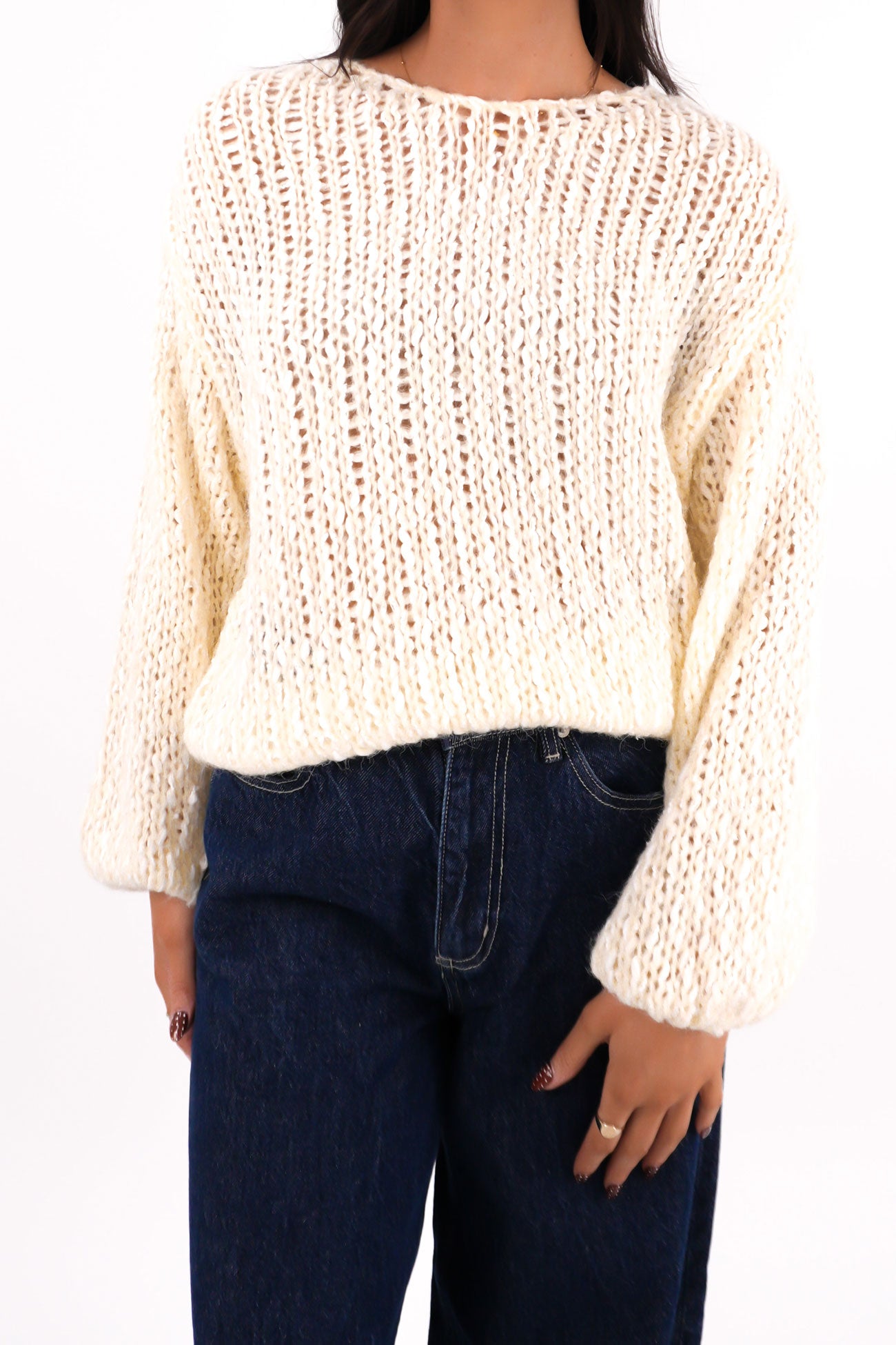 Kirah Knit Jumper Cream f3