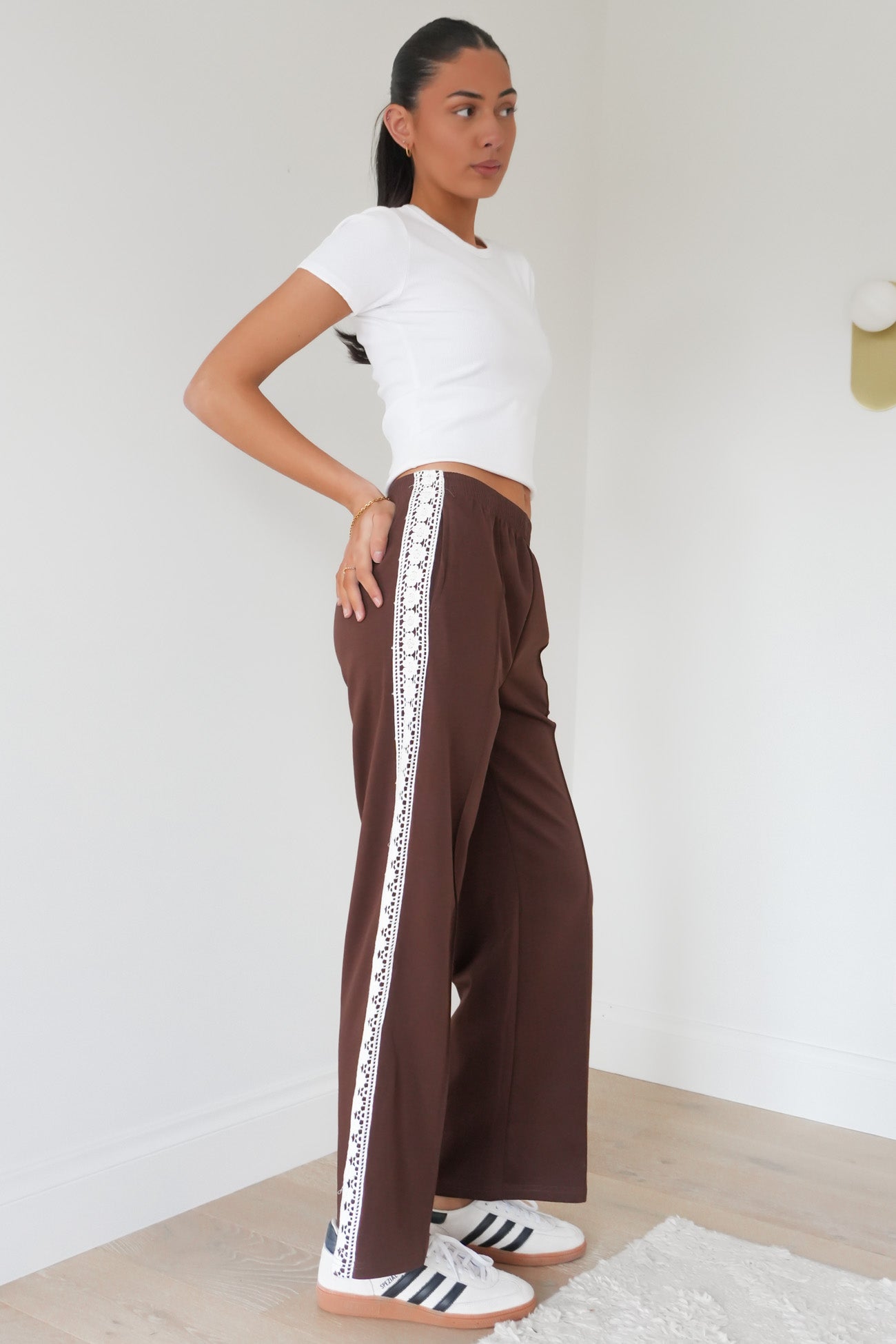 Kirby Pant Chocolate White Lace