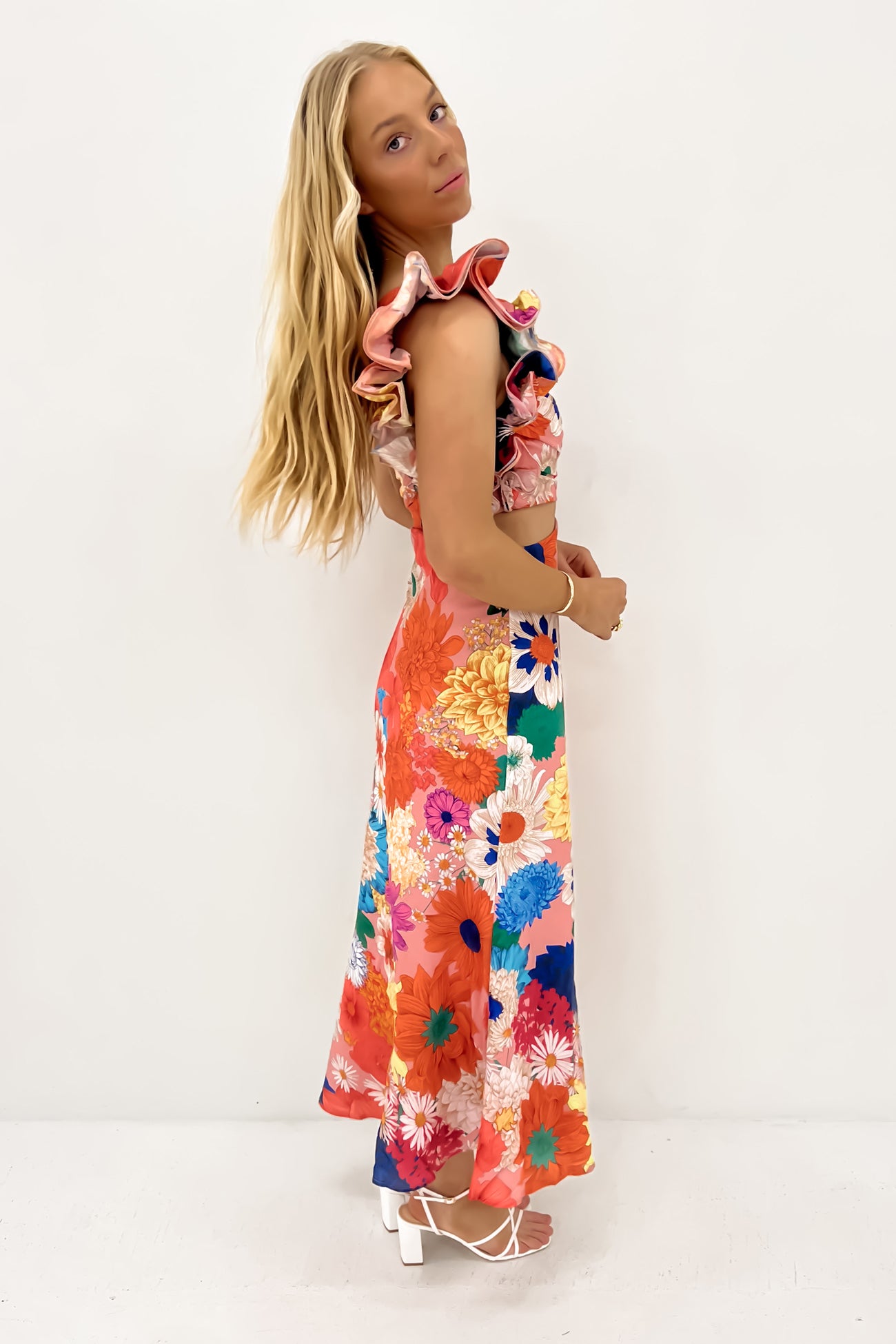 Knox Midi Dress Orange Floral