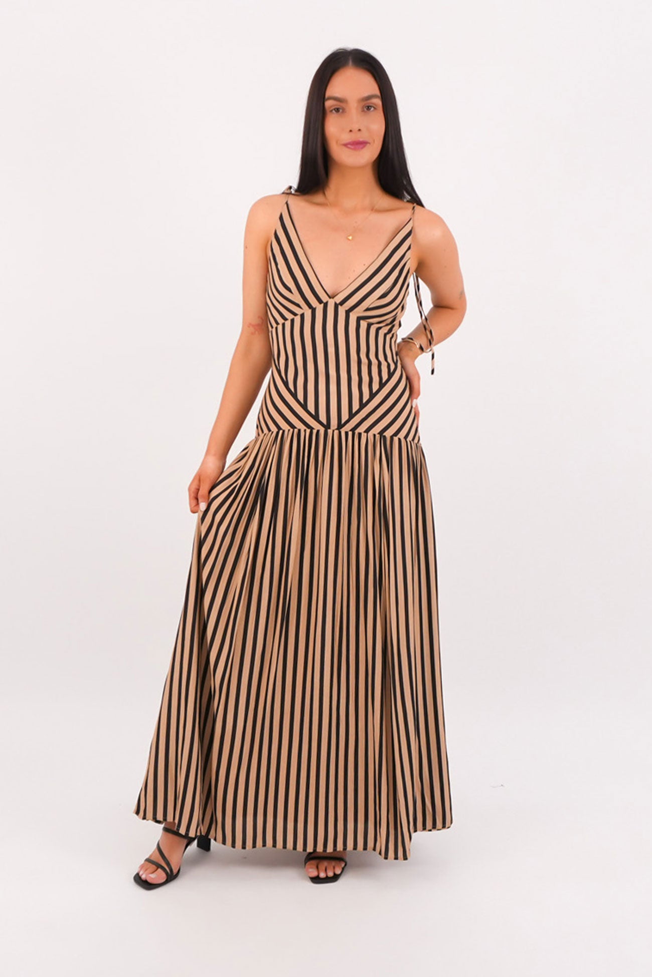 Kourtney Maxi Dress Tan Stripe