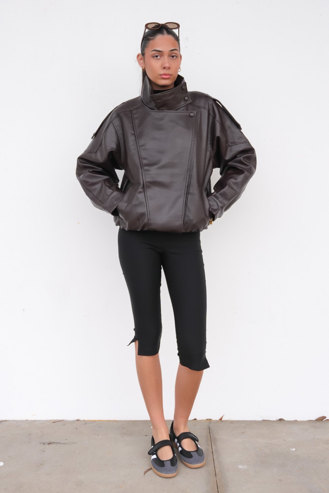 Kylea Pleather Jacket Chocolate