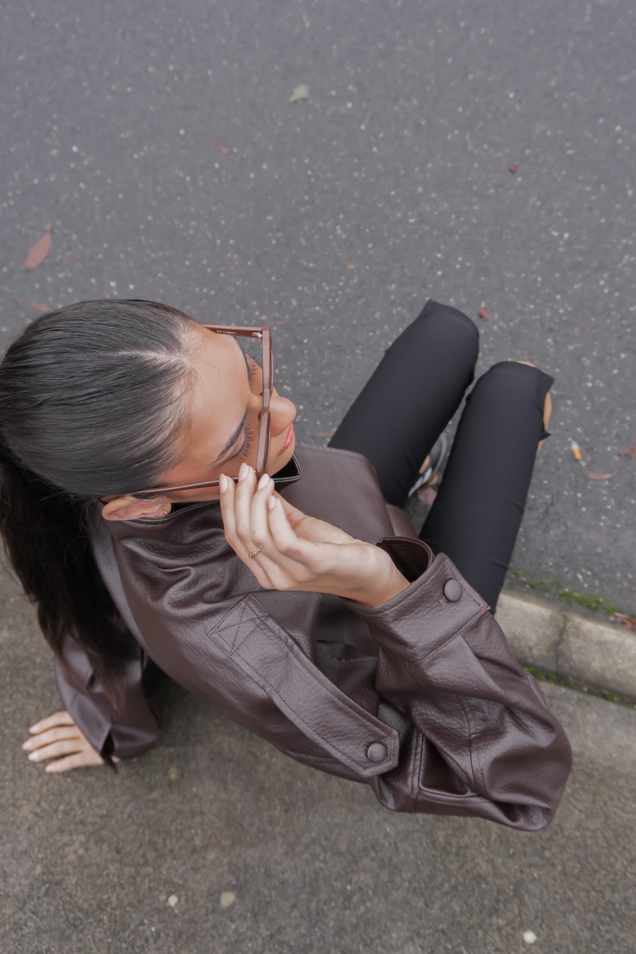 Kylea Pleather Jacket Chocolate