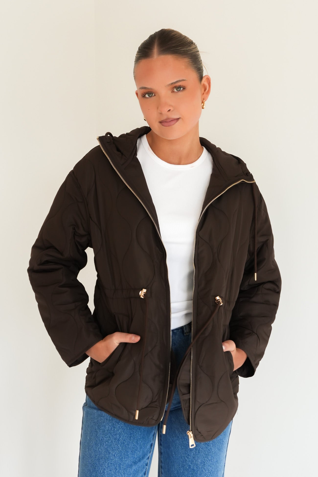Kym Quilted Anorak Brown