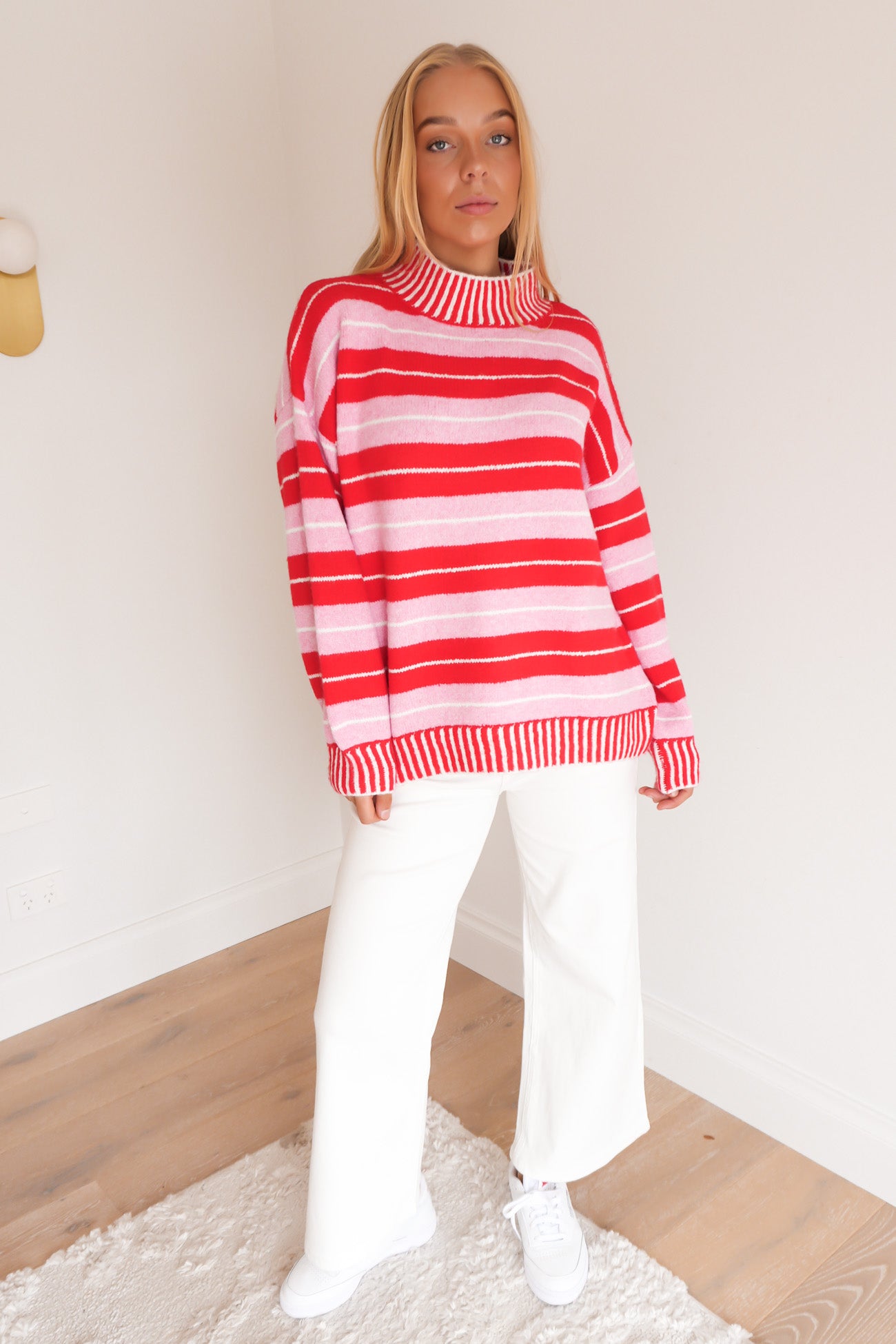 Kyra Knit Jumper Red Pink Stripe
