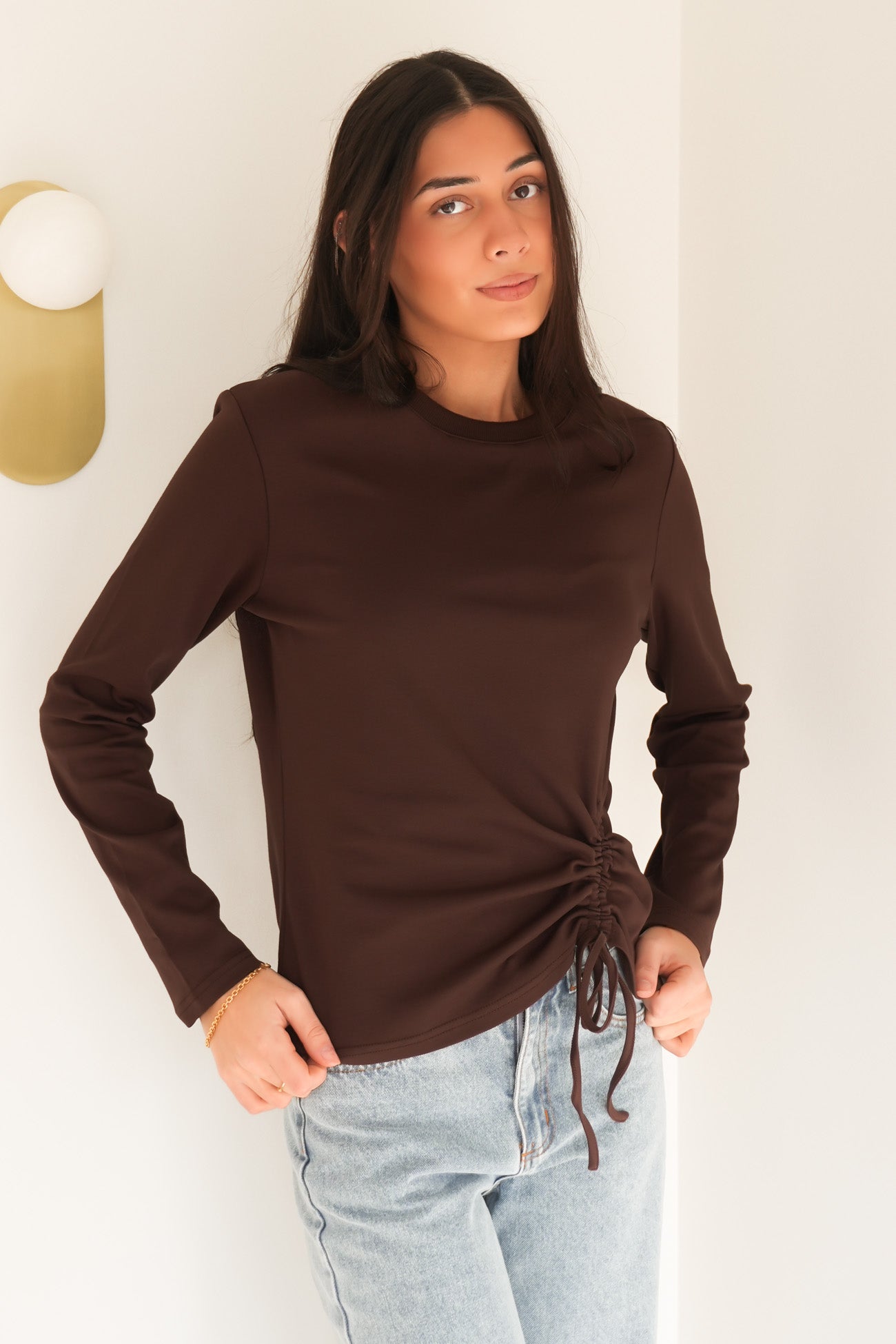 Lara Long Sleeve Top Chocolate