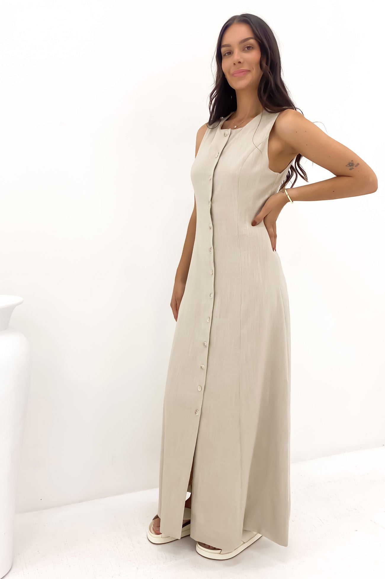 chinese dress ladies Pia Maxi Dress Oatmeal main image 1