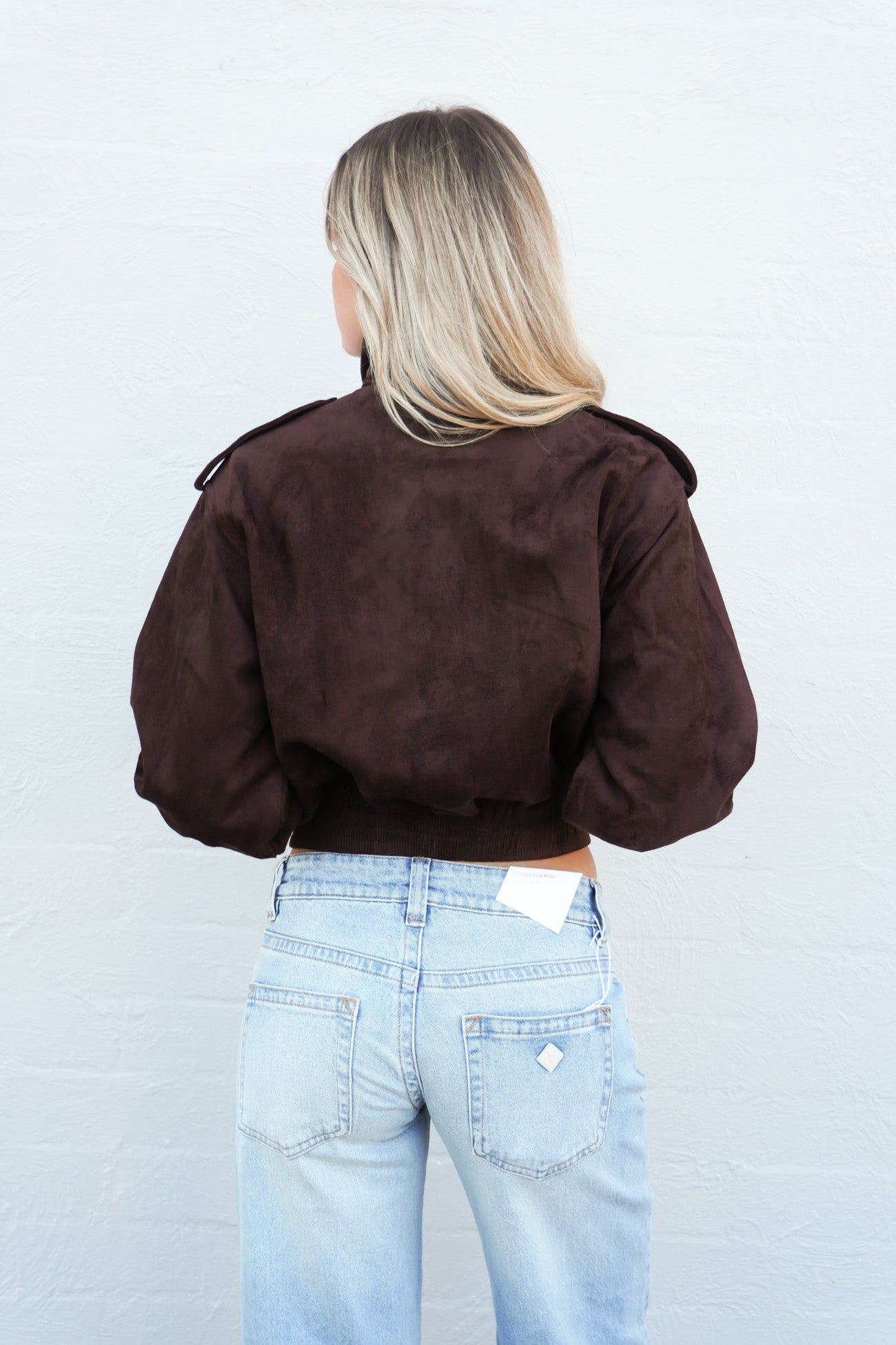 Leeha Faux Suede Bomber Chocolate
